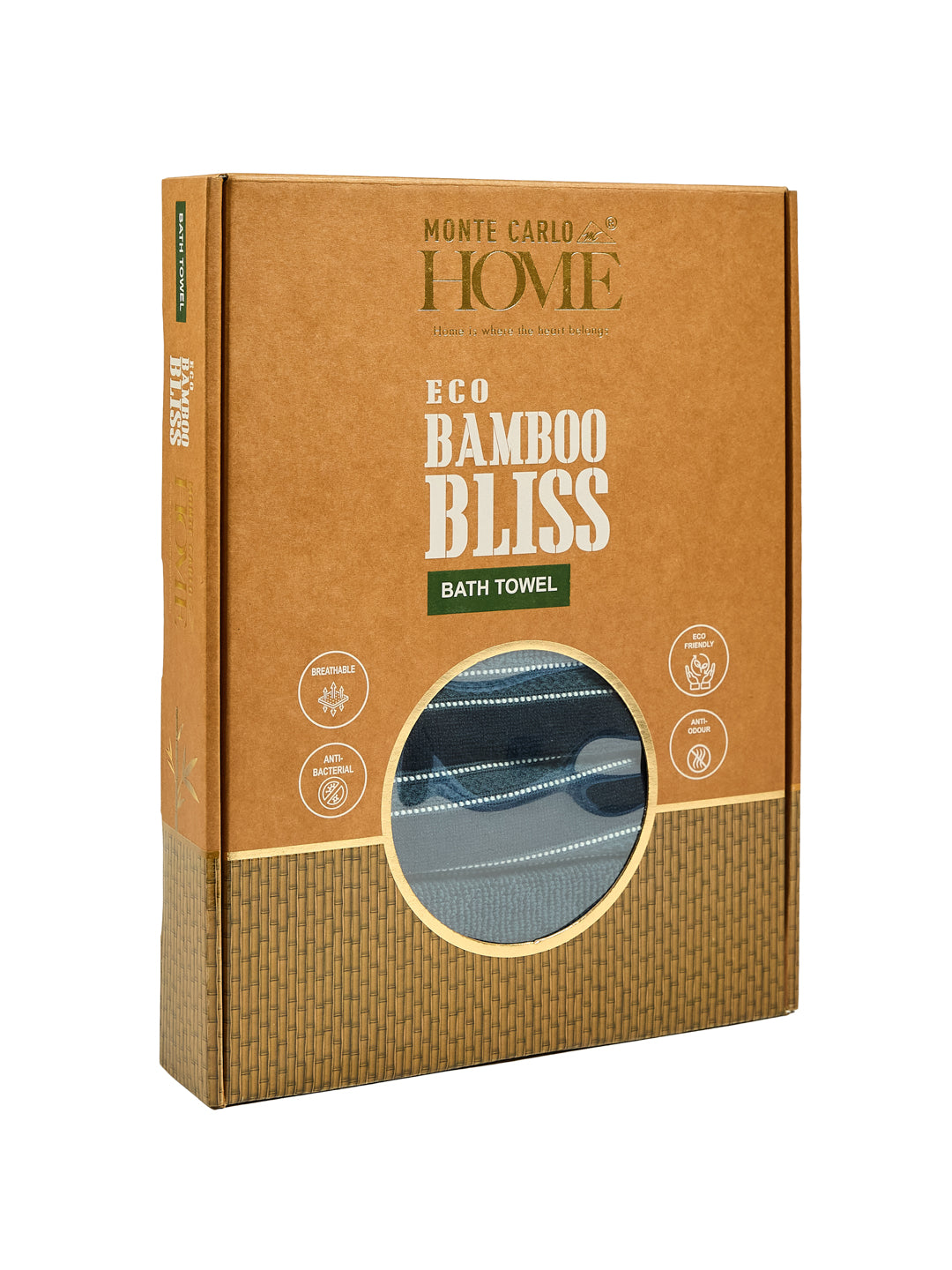 Luxury Navy Blue Bamboo Cotton Self Design 630 GSM Bath Towel Eco Bamboo Bliss 1 Pc Box Pack