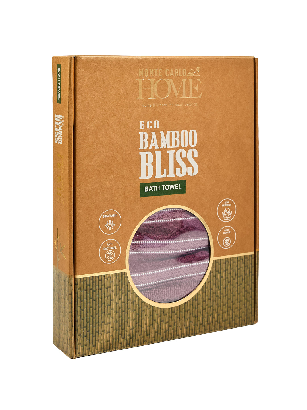 Luxury Burgundy Bamboo Cotton Self Design 630 GSM Bath Towel Eco Bamboo Bliss 1 Pc Box Pack