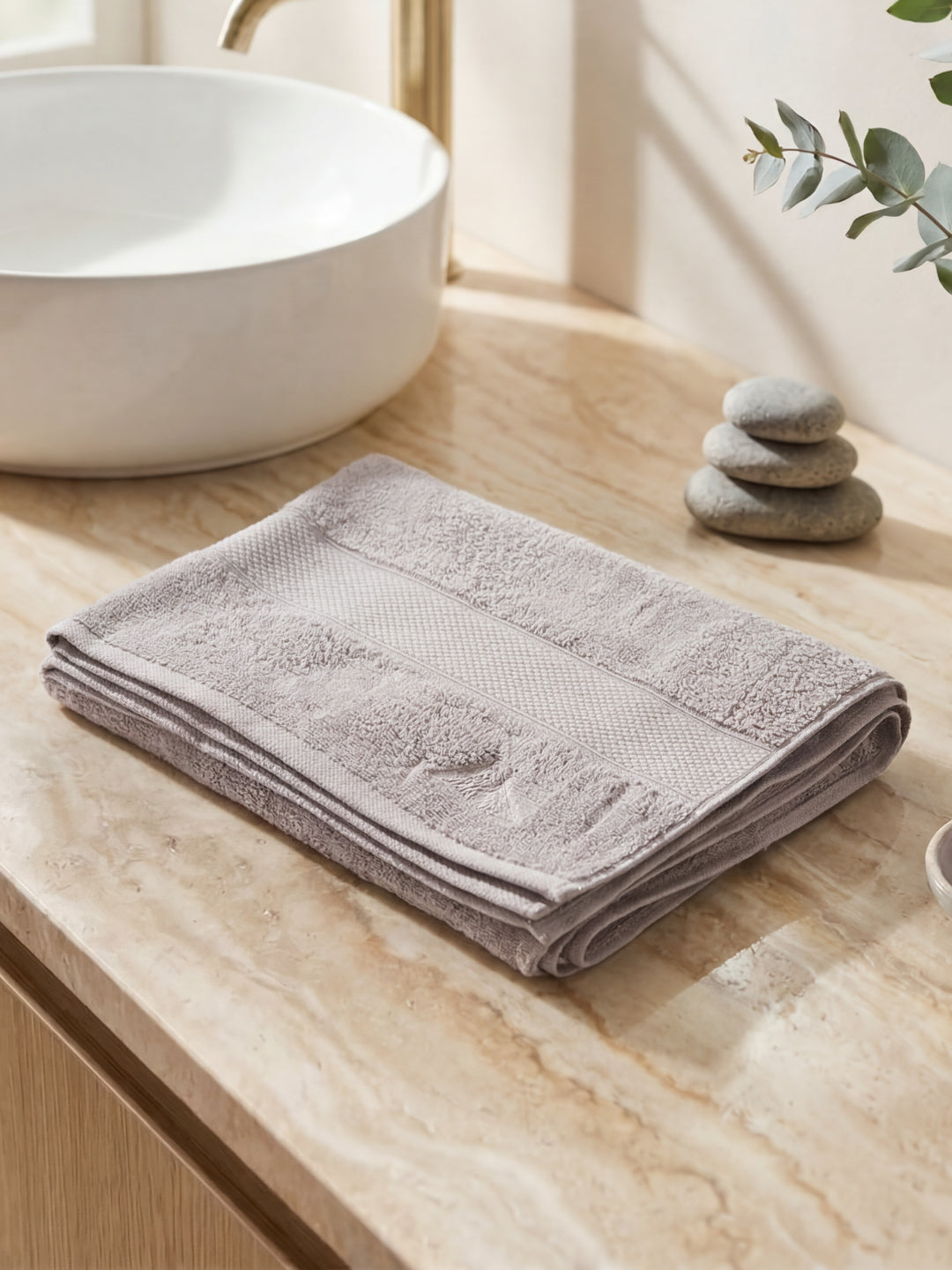 Luxury Light Grey Bamboo Cotton Solid 600 GSM Bath Towel Eco Bamboo 1 Pc Pvc Pack