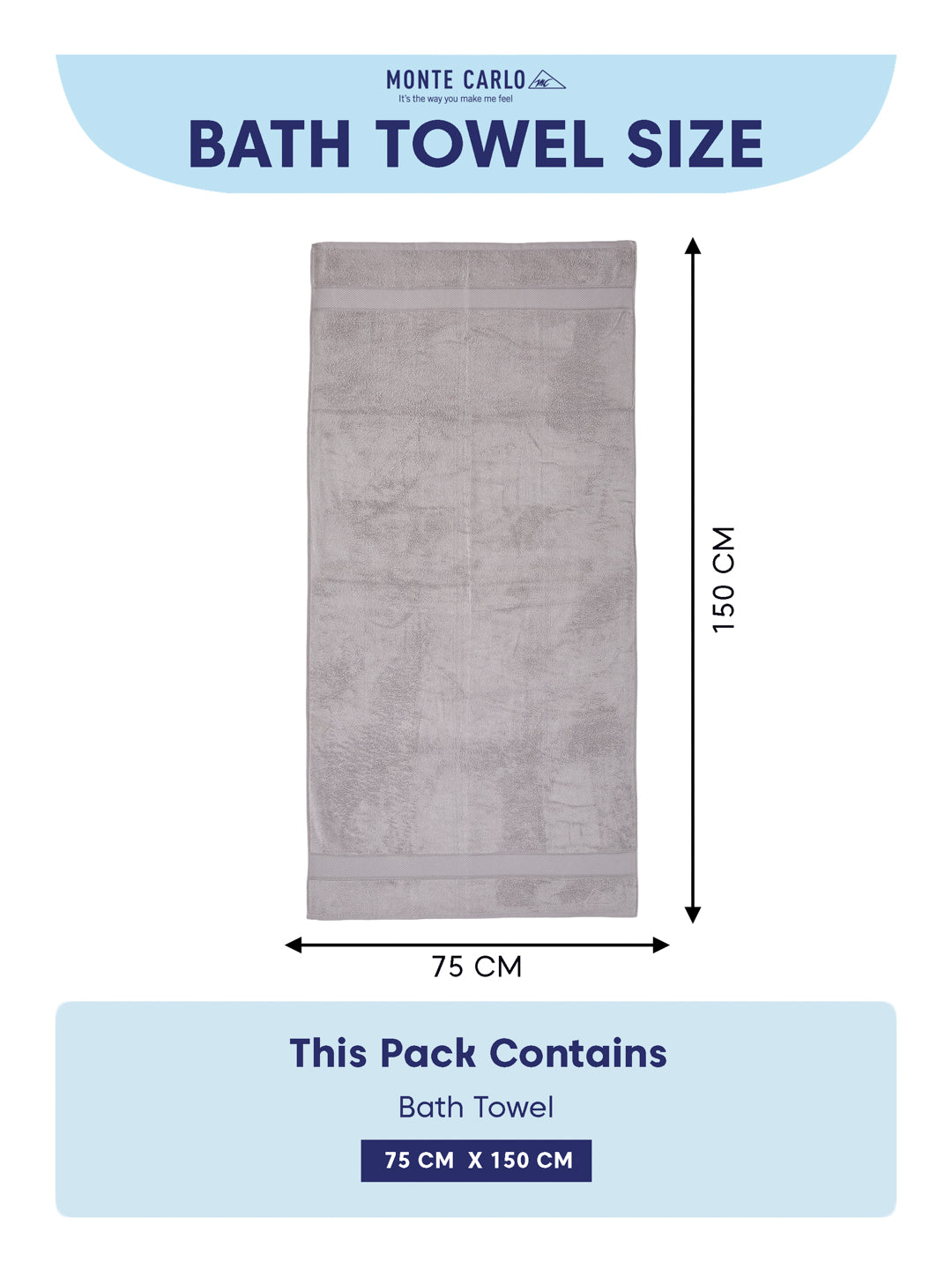 Luxury Light Grey Bamboo Cotton Solid 600 GSM Bath Towel Eco Bamboo 1 Pc Pvc Pack