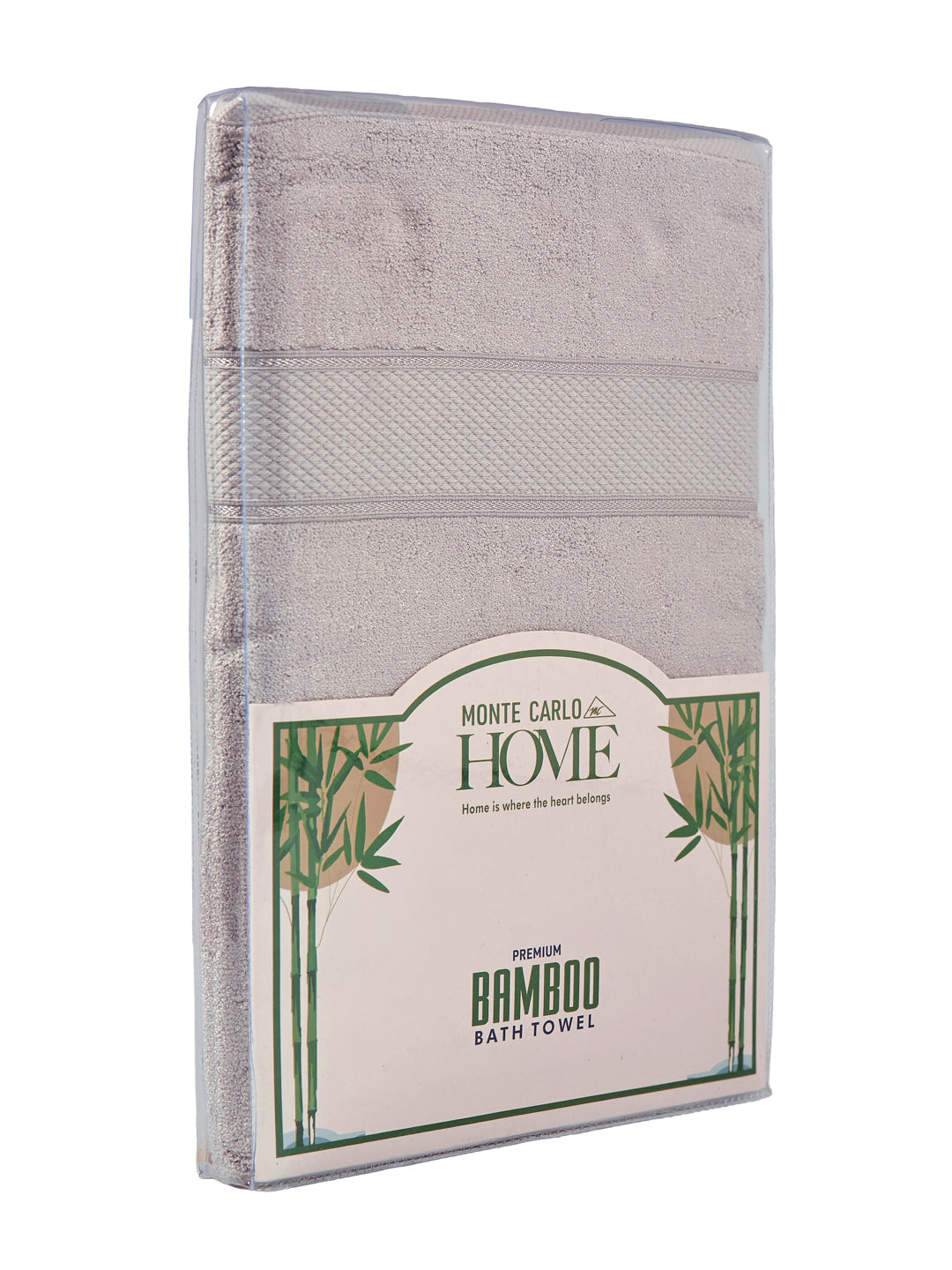 Luxury Light Grey Bamboo Cotton Solid 600 GSM Bath Towel Eco Bamboo 1 Pc Pvc Pack