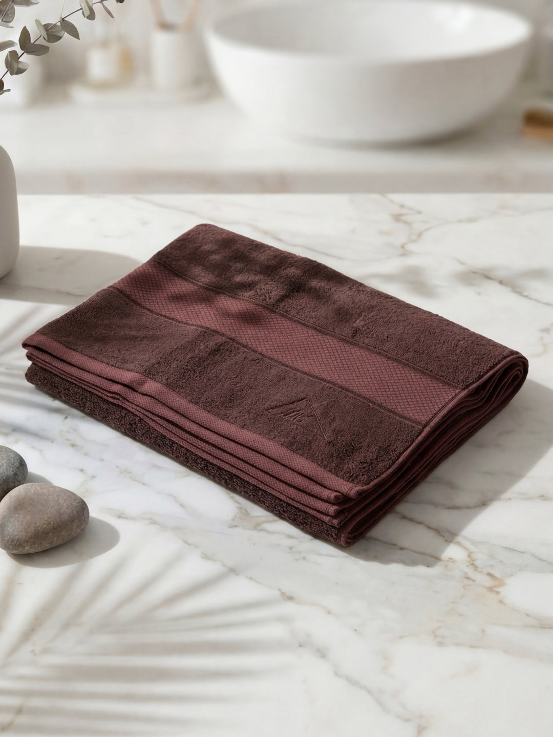 Luxury Brown Bamboo Cotton Solid 600 GSM Bath Towel Eco Bamboo 1 Pc Pvc Pack