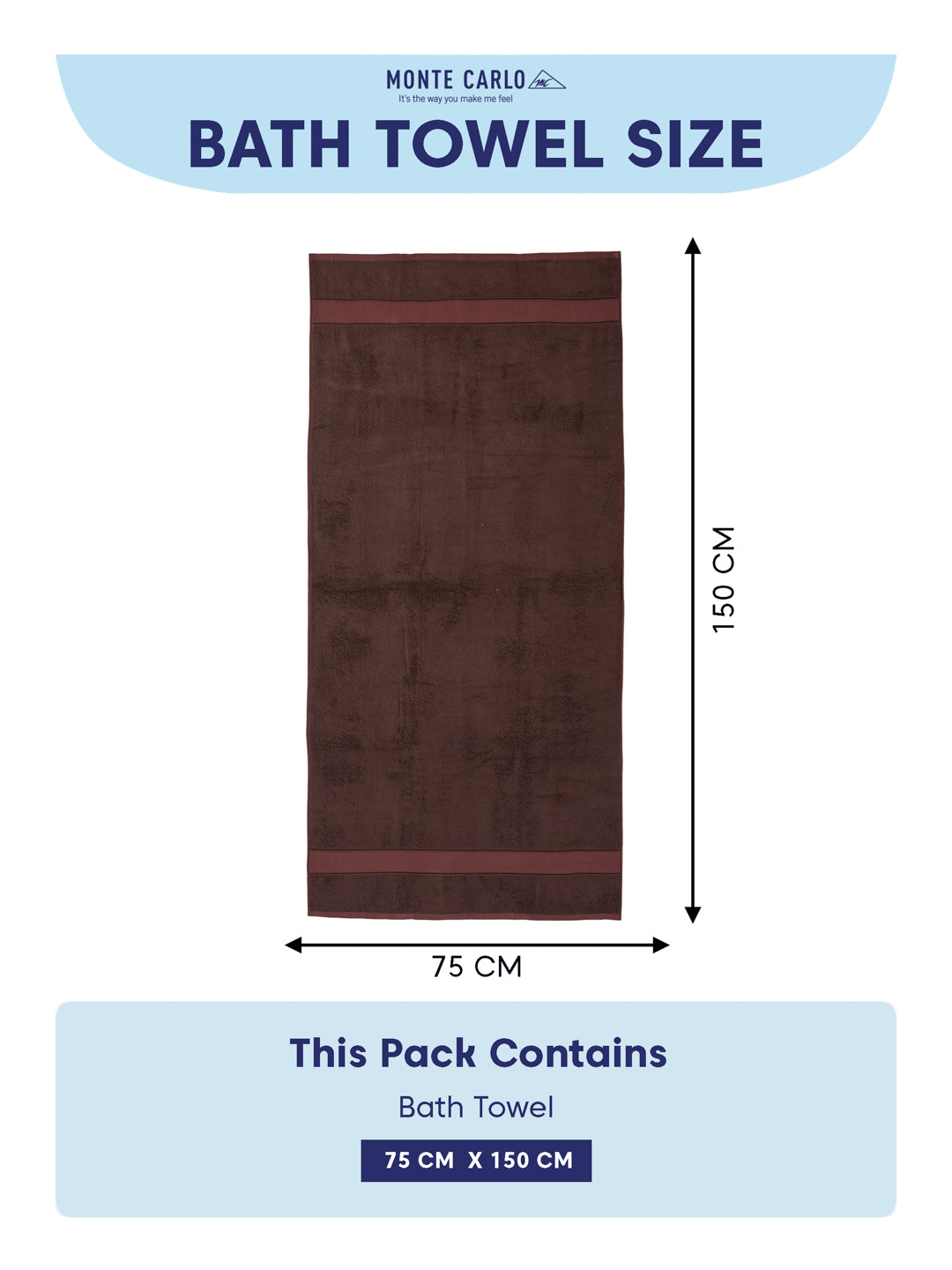 Luxury Brown Bamboo Cotton Solid 600 GSM Bath Towel Eco Bamboo 1 Pc Pvc Pack