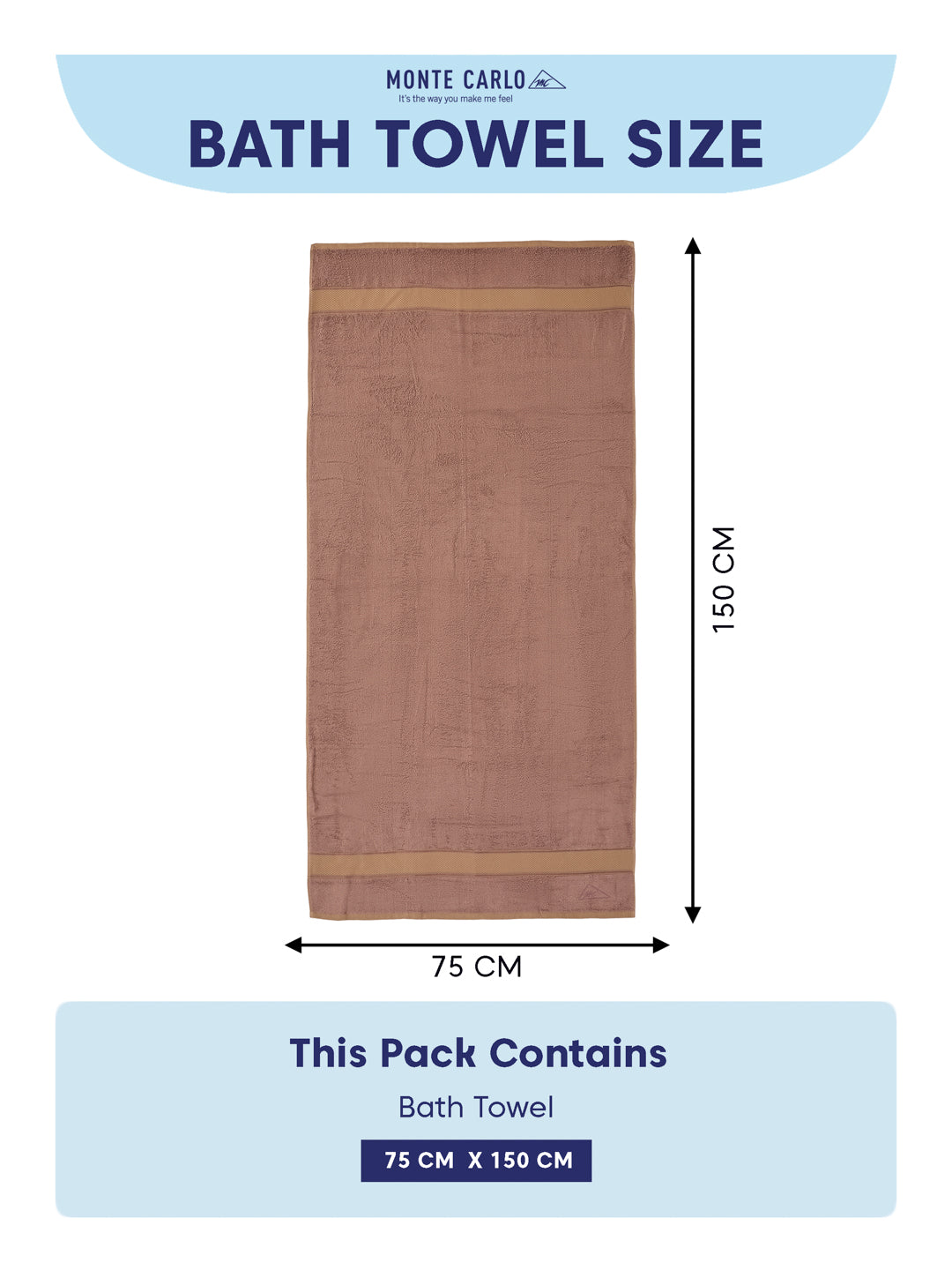 Luxury Camel Brown Bamboo Cotton Solid 600 GSM Bath Towel Eco Bamboo 1 Pc Pvc Pack