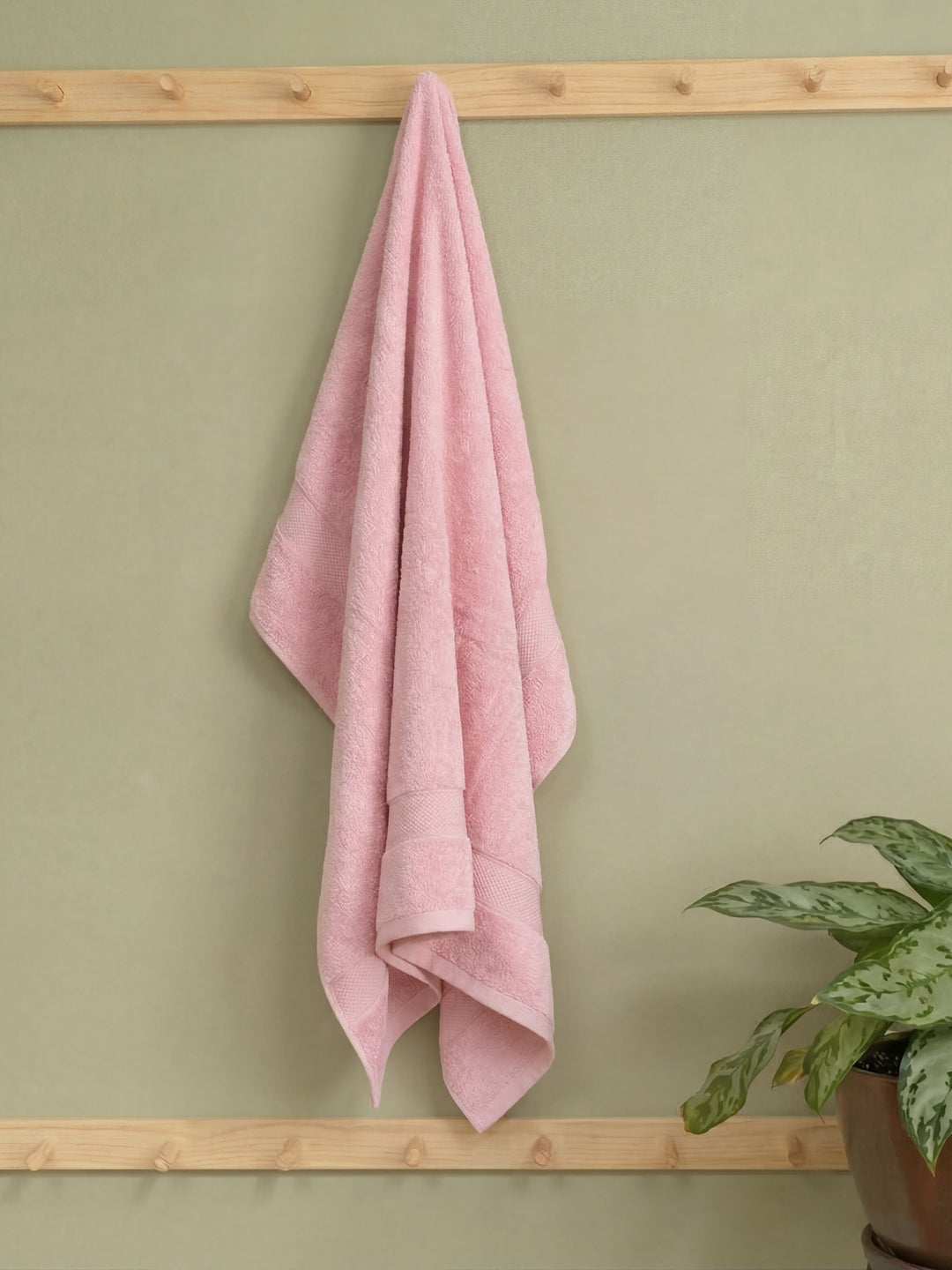 Luxury Pink Bamboo Cotton Solid 600 GSM Bath Towel Eco Bamboo 1 Pc Pvc Pack