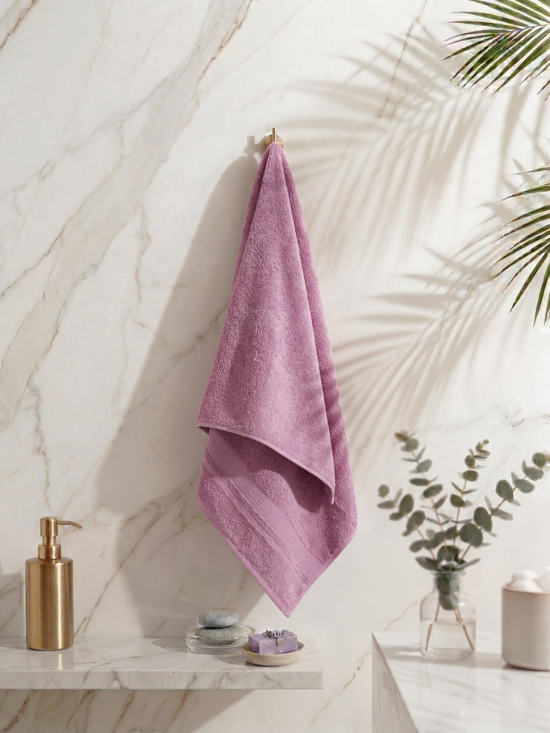 Luxury Pink 100% Cotton Solid 625 GSM Bath Towel Eusapia 1 Pc Box Pack