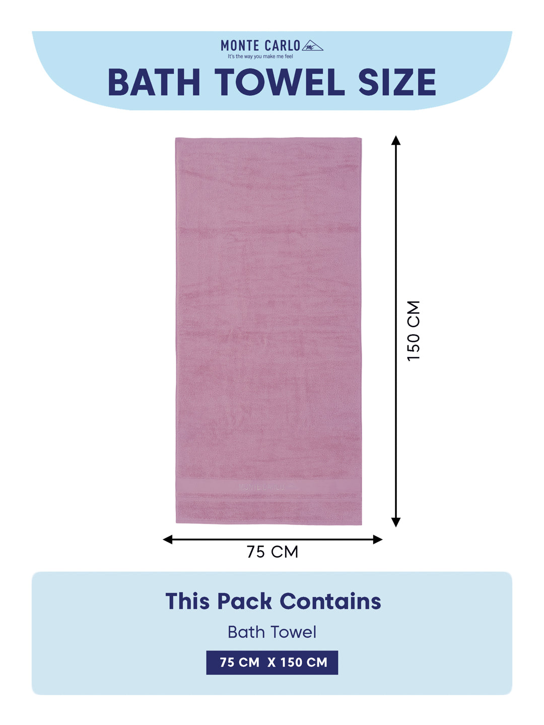 Luxury Pink 100% Cotton Solid 625 GSM Bath Towel Eusapia 1 Pc Box Pack