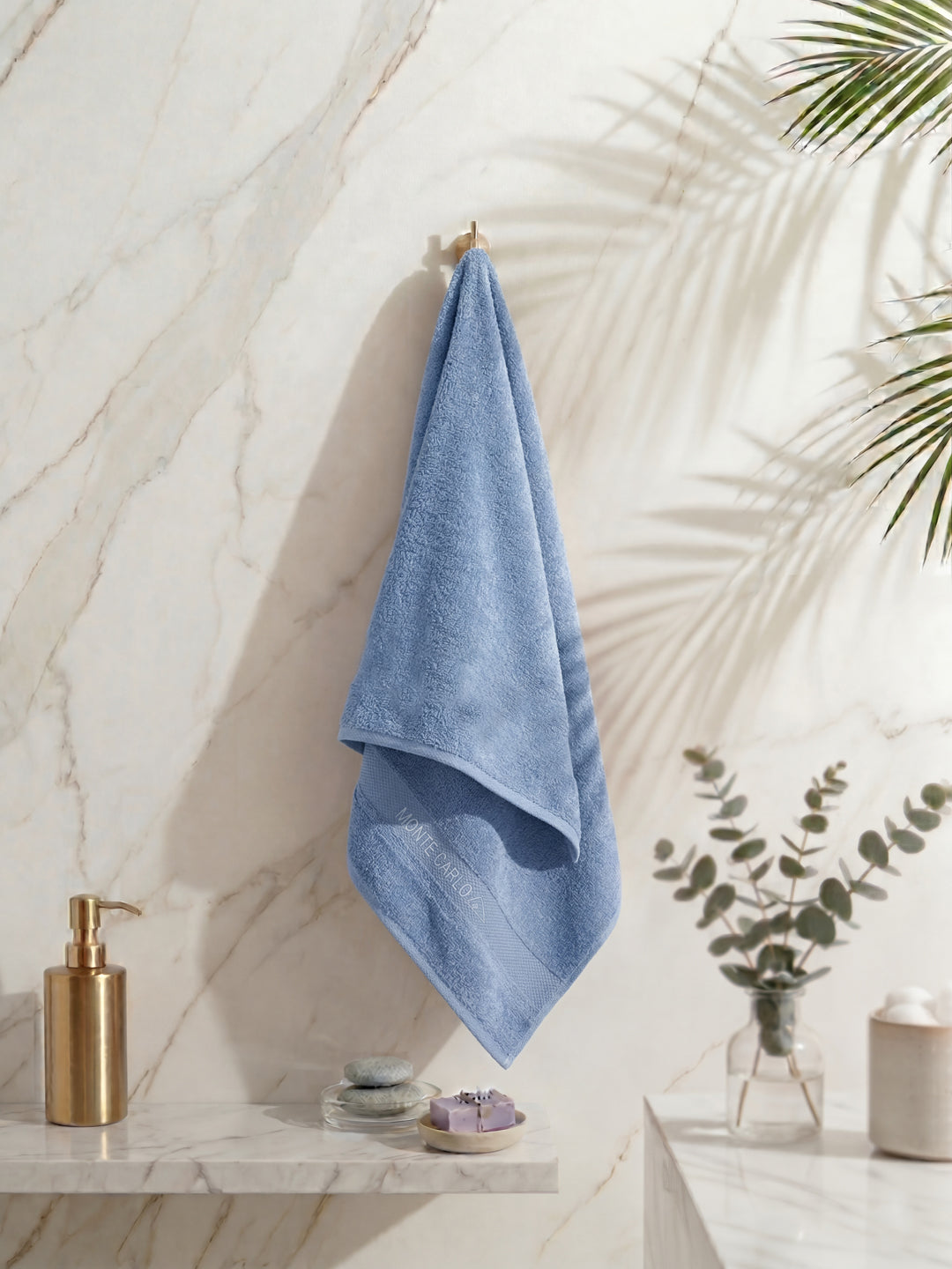 Luxury Light Blue 100% Cotton Solid 625 GSM Bath Towel Eusapia 1 Pc Box Pack