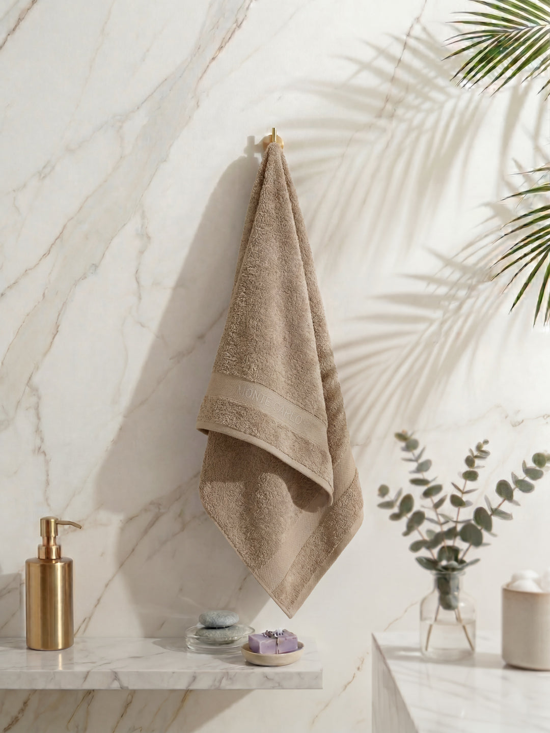 Luxury Beige 100% Cotton Solid 625 GSM Bath Towel Eusapia 1 Pc Box Pack