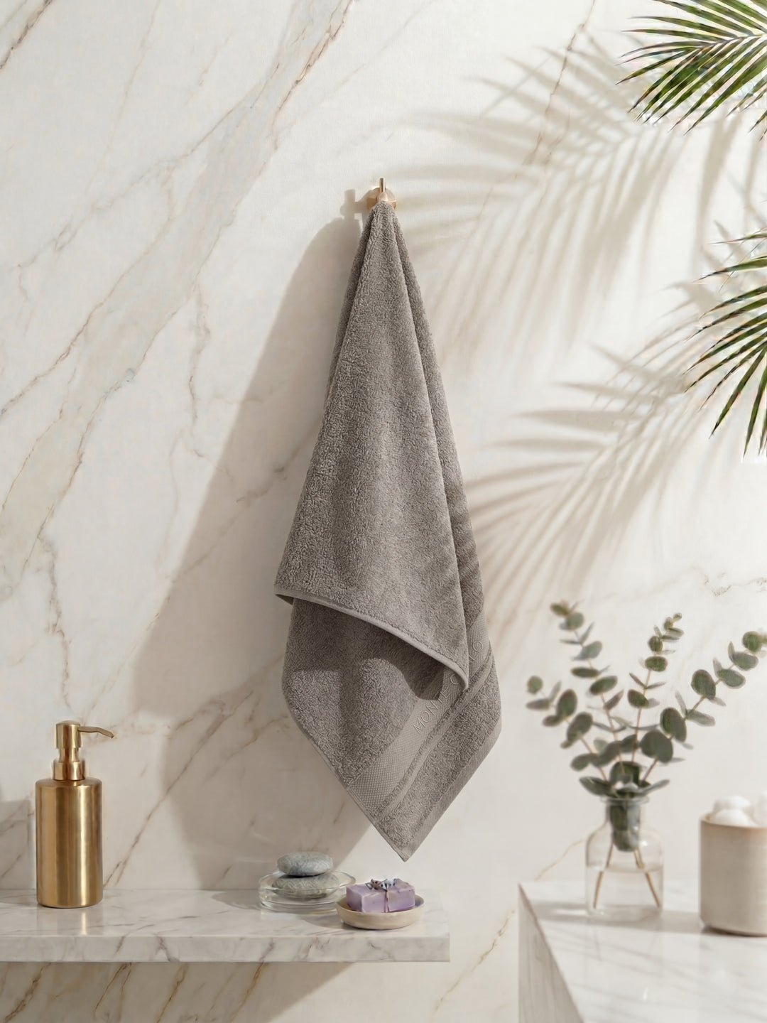 Luxury Grey 100% Cotton Solid 625 GSM Bath Towel Eusapia 1 Pc Box Pack