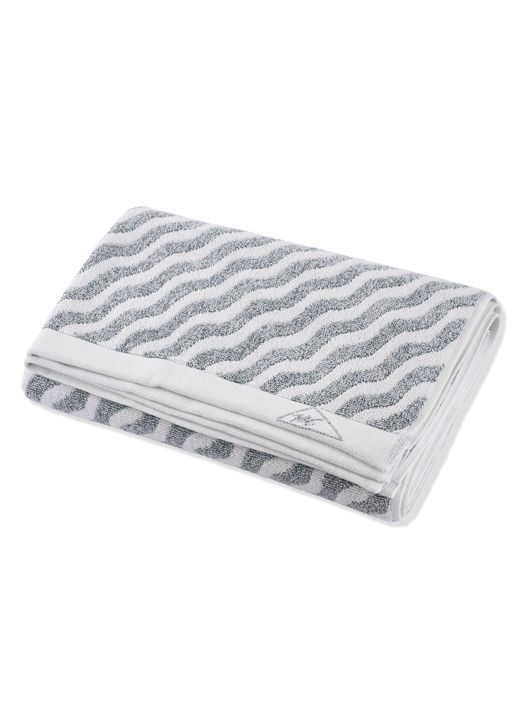 Premium Navy Blue & White Pure Cotton Self Design 500 GSM Bath Towel 1 Piece (Green Weave Collection)