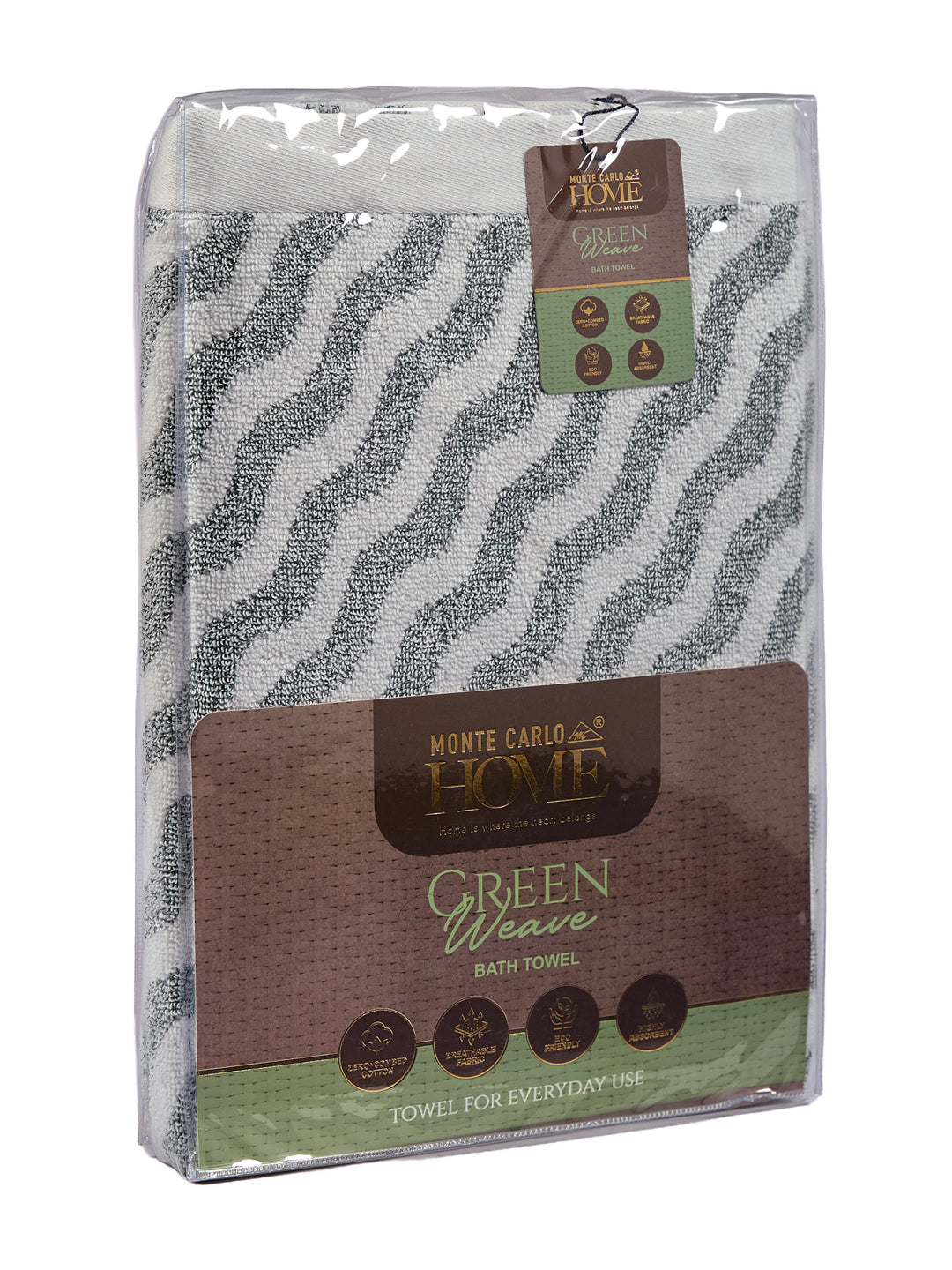 Premium Green & White Pure Cotton Self Design 500 GSM Bath Towel 1 Piece (Green Weave Collection)