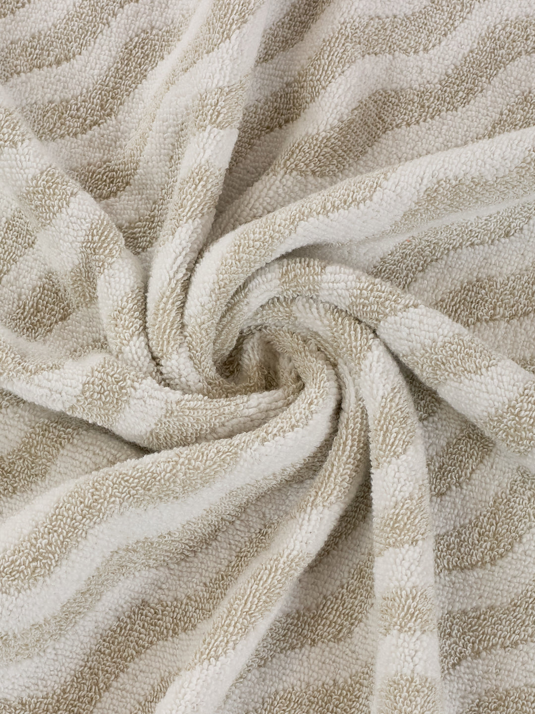Premium Beige & White Pure Cotton Self Design 500 GSM Bath Towel 1 Piece (Green Weave Collection)