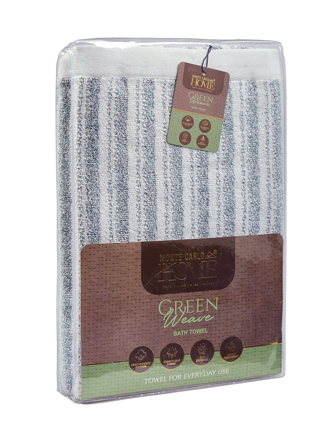 Premium Navy Blue & White Pure Cotton Self Design 500 GSM Bath Towel 1 Piece (Green Weave Collection)