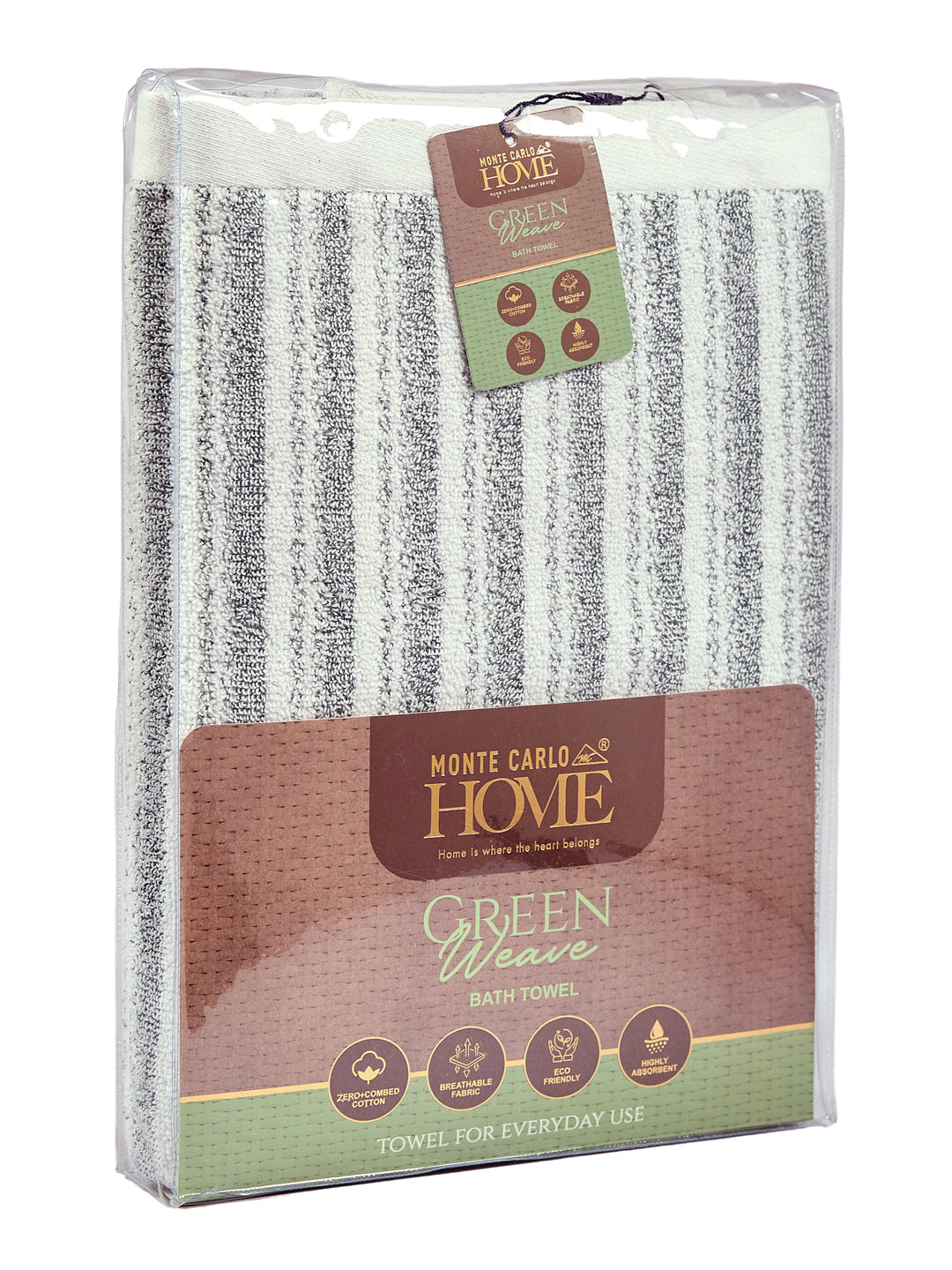 Premium Green & White Pure Cotton Self Design 500 GSM Bath Towel 1 Piece (Green Weave Collection)