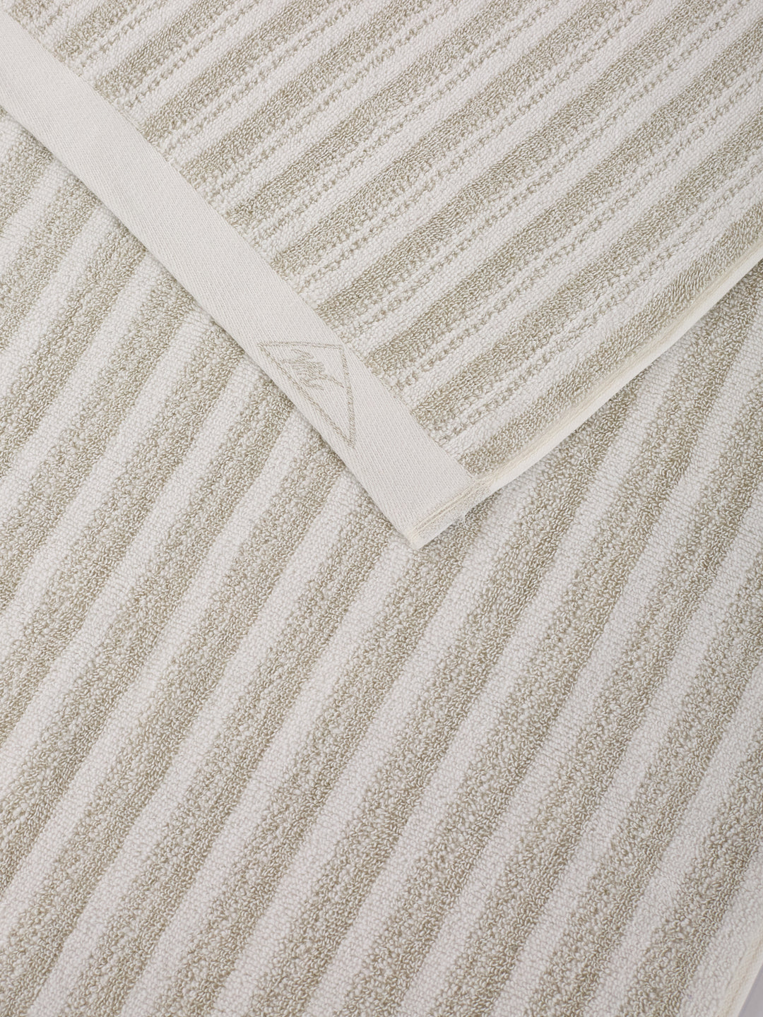 Premium Beige & White Pure Cotton Self Design 500 GSM Bath Towel 1 Piece (Green Weave Collection)