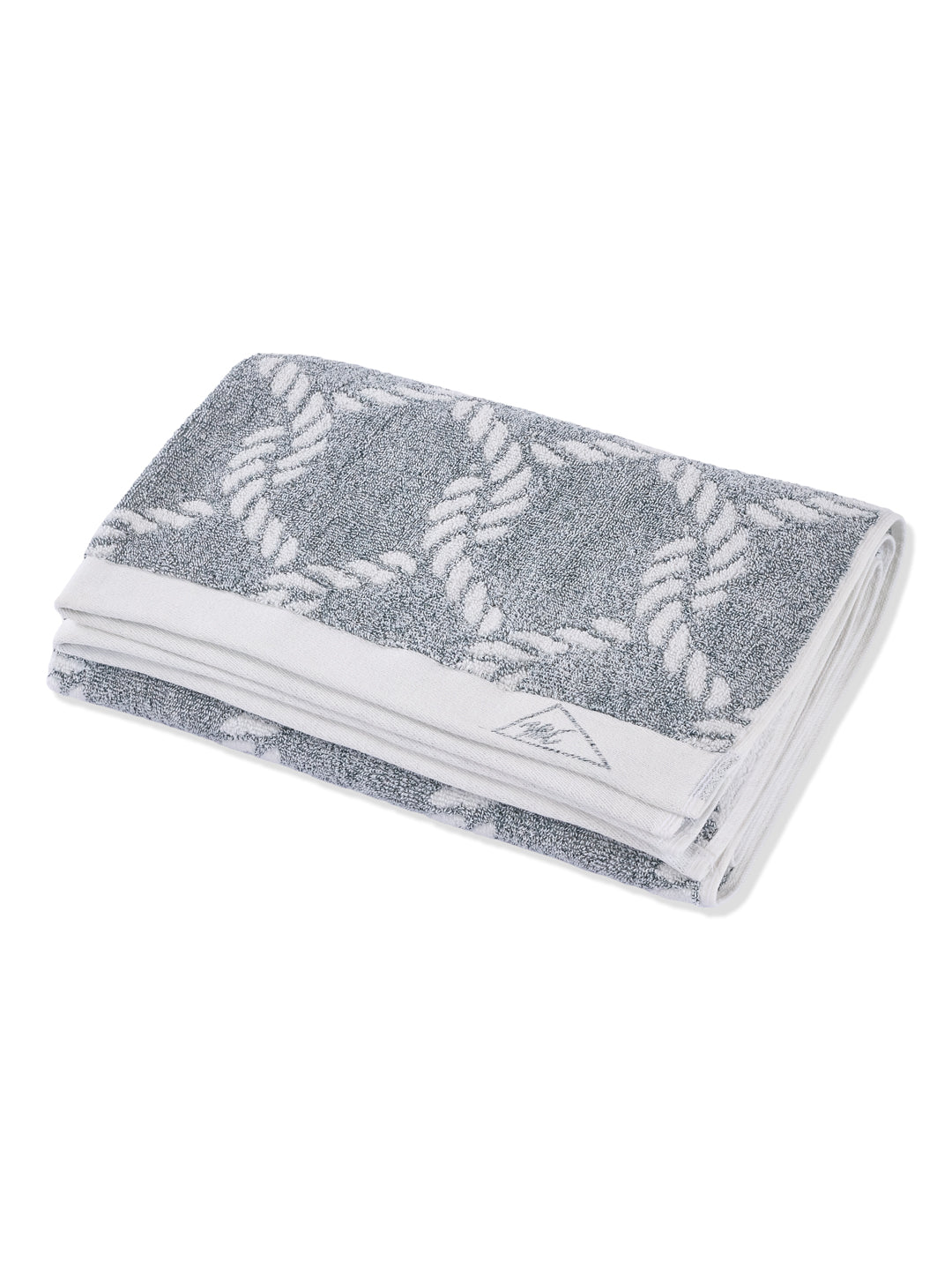Premium Navy Blue & White Pure Cotton Self Design 500 GSM Bath Towel 1 Piece (Green Weave Collection)