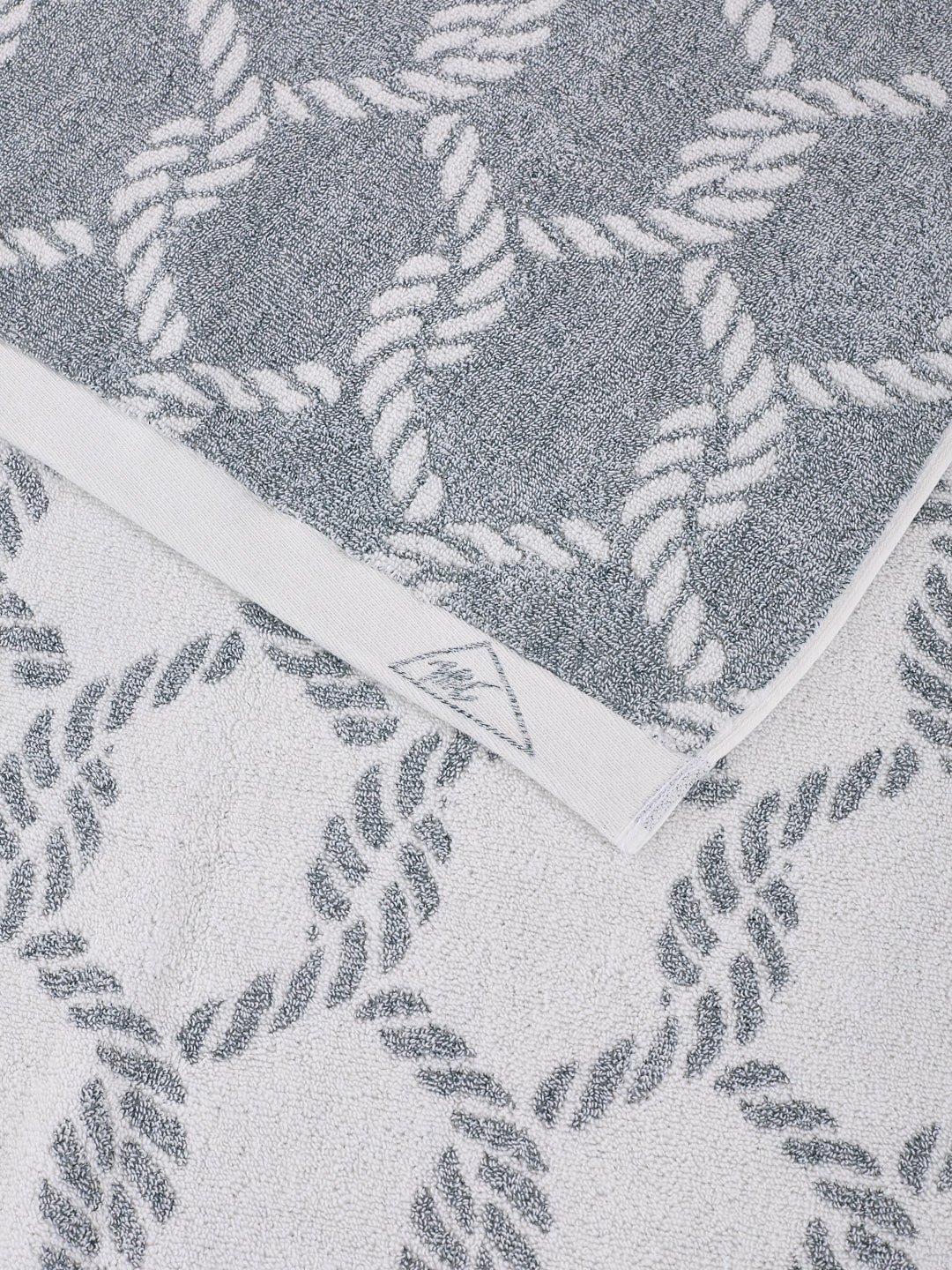 Premium Navy Blue & White Pure Cotton Self Design 500 GSM Bath Towel 1 Piece (Green Weave Collection)