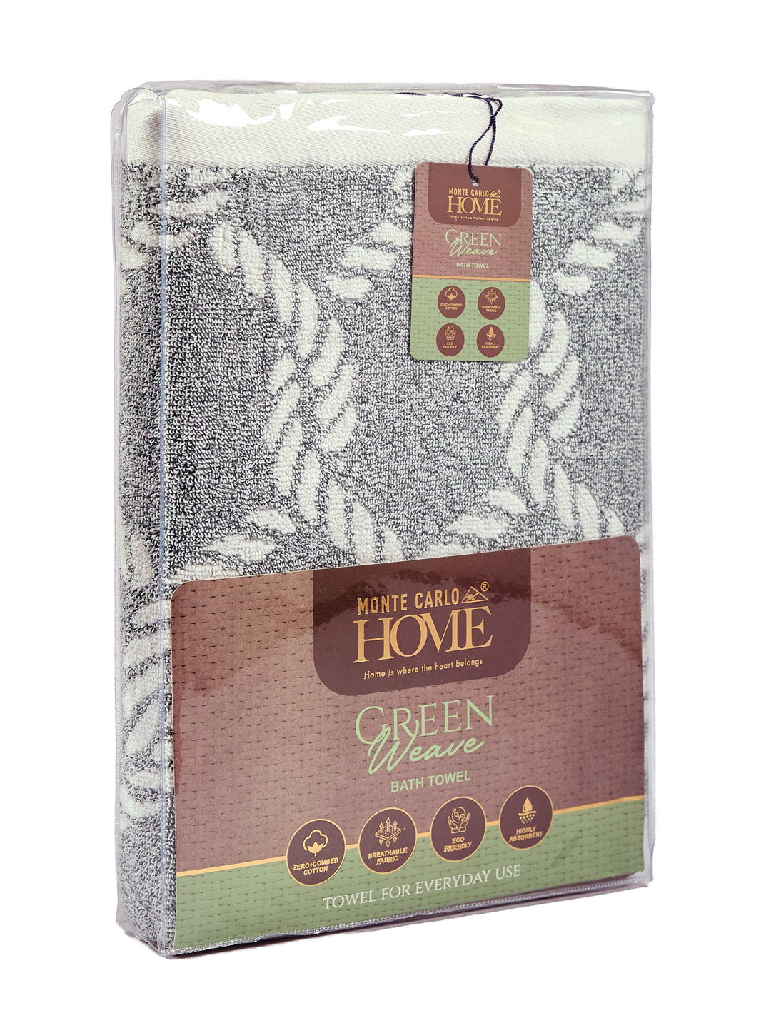Premium Green & White Pure Cotton Self Design 500 GSM Bath Towel 1 Piece (Green Weave Collection)