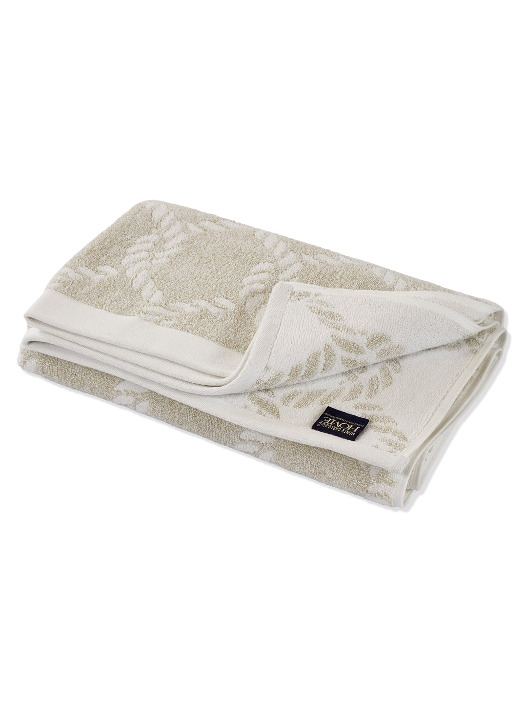 Premium Beige & White Pure Cotton Self Design 500 GSM Bath Towel 1 Piece (Green Weave Collection)