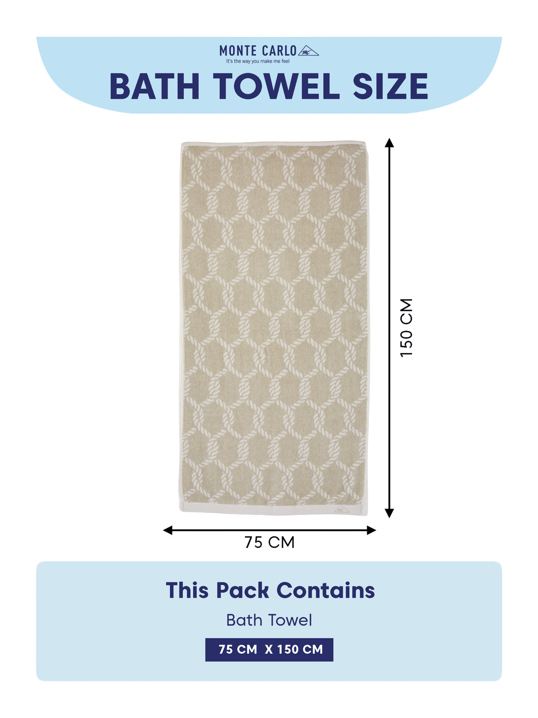 Premium Beige & White Pure Cotton Self Design 500 GSM Bath Towel 1 Piece (Green Weave Collection)