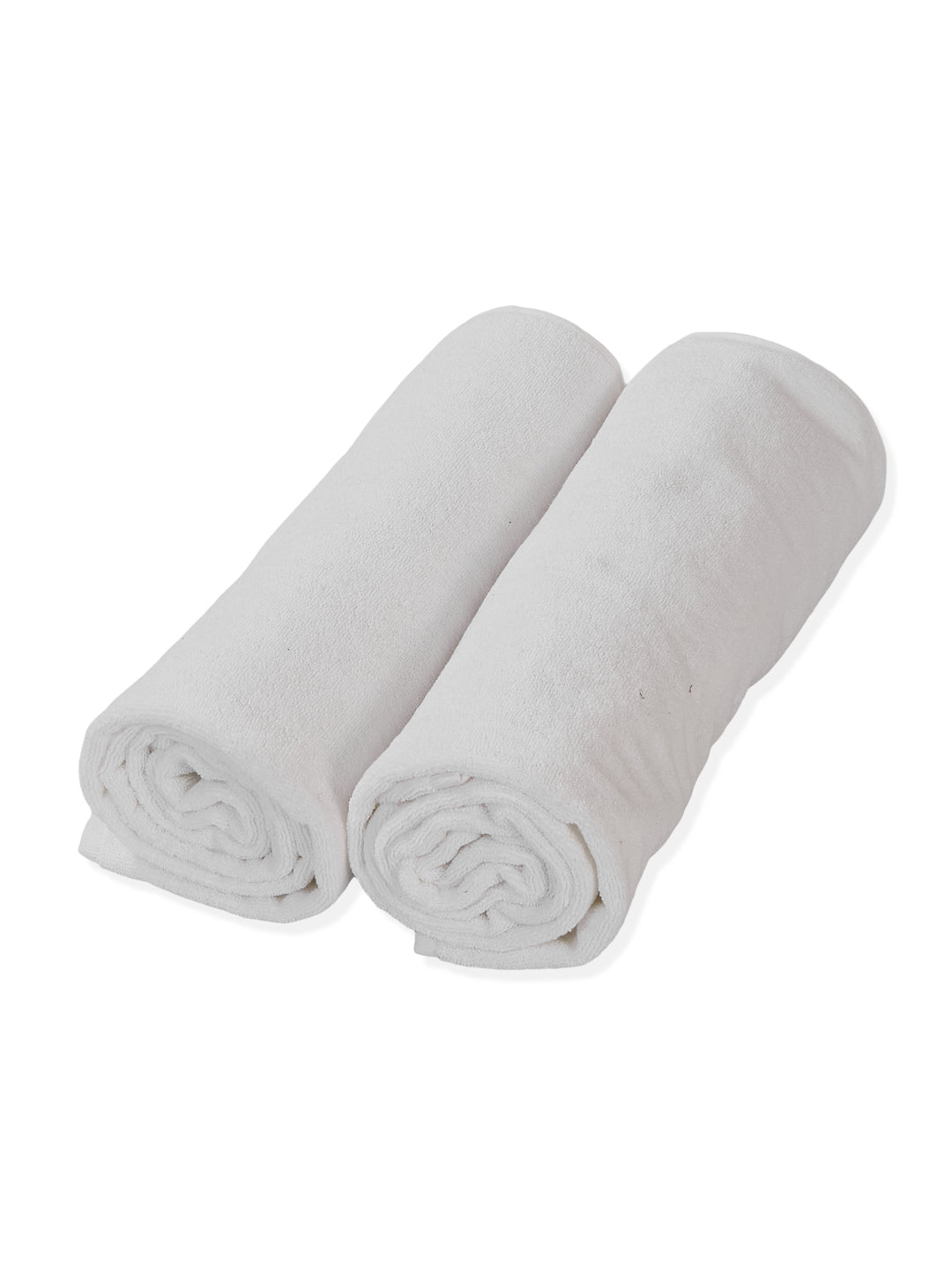 Premium White Pure Cotton Solid 550 GSM Bath Towel 2 Pc Set (Hotel Collection)