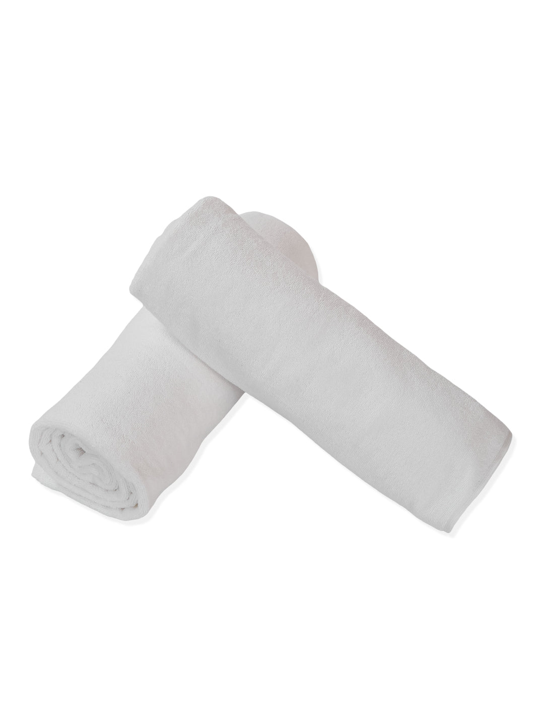 Premium White Pure Cotton Solid 550 GSM Bath Towel 2 Pc Set (Hotel Collection)