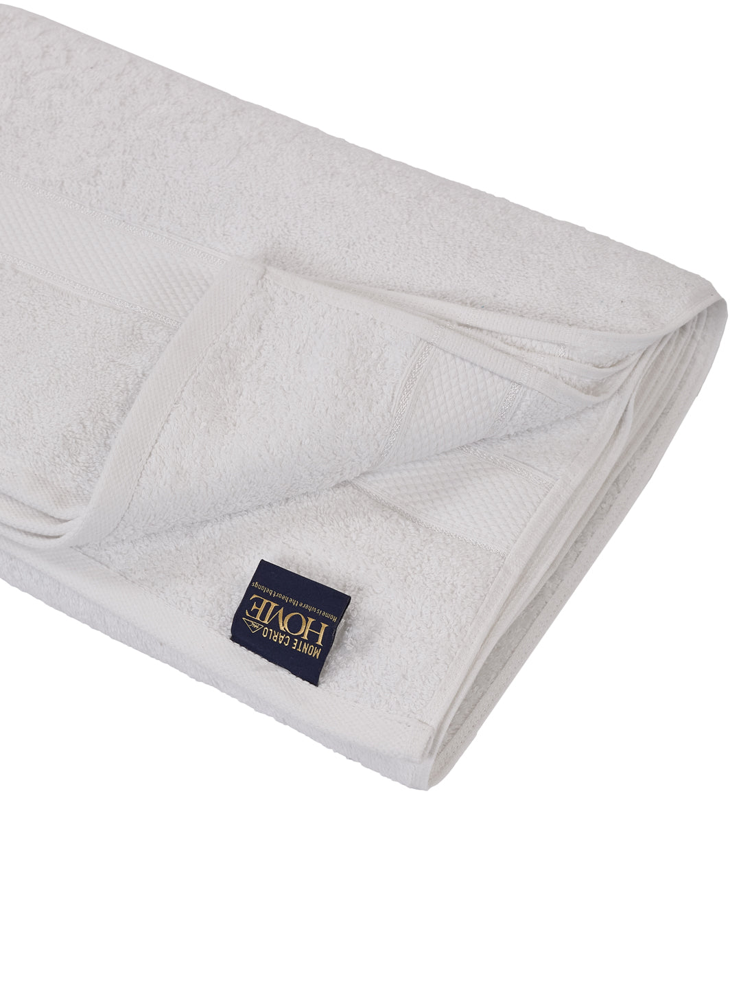 Premium White 100% Cotton Solid 525 GSM Bath Towel Iris 1 Pc Pvc Pack