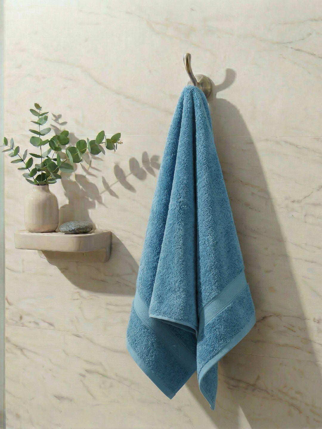 Premium Sky Blue 100% Cotton Solid 525 GSM Bath Towel Iris 1 Pc Pvc Pack