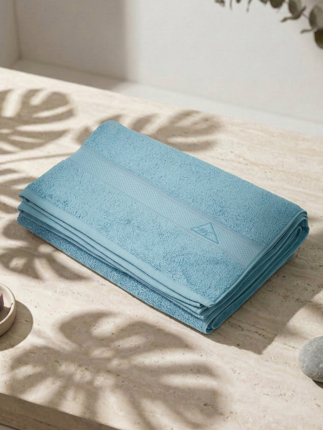 Premium Sky Blue 100% Cotton Solid 525 GSM Bath Towel Iris 1 Pc Pvc Pack