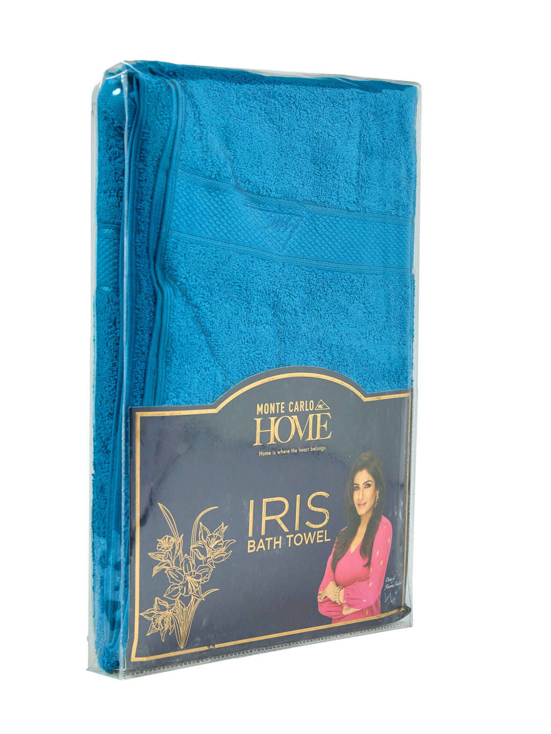 Premium Vivid Blue 100% Cotton Solid 525 GSM Bath Towel Iris 1 Pc Pvc Pack