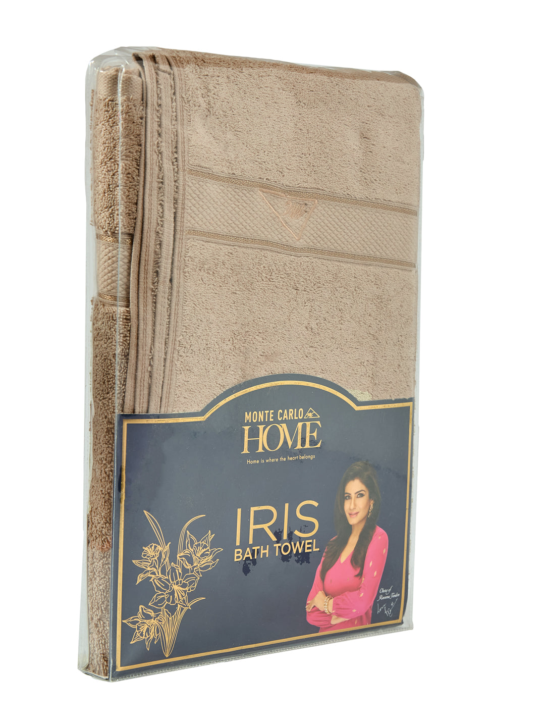 Premium Beige 100% Cotton Solid 525 GSM Bath Towel Iris 1 Pc Pvc Pack