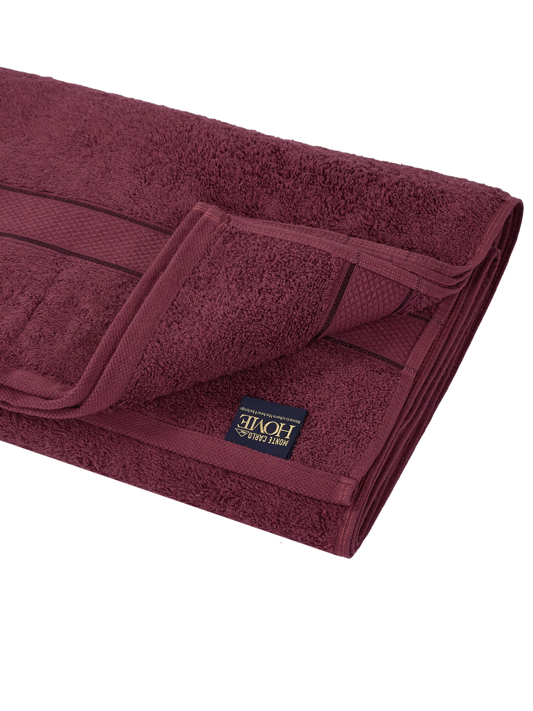 Premium Maroon 100% Cotton Solid 525 GSM Bath Towel Iris 1 Pc Pvc Pack
