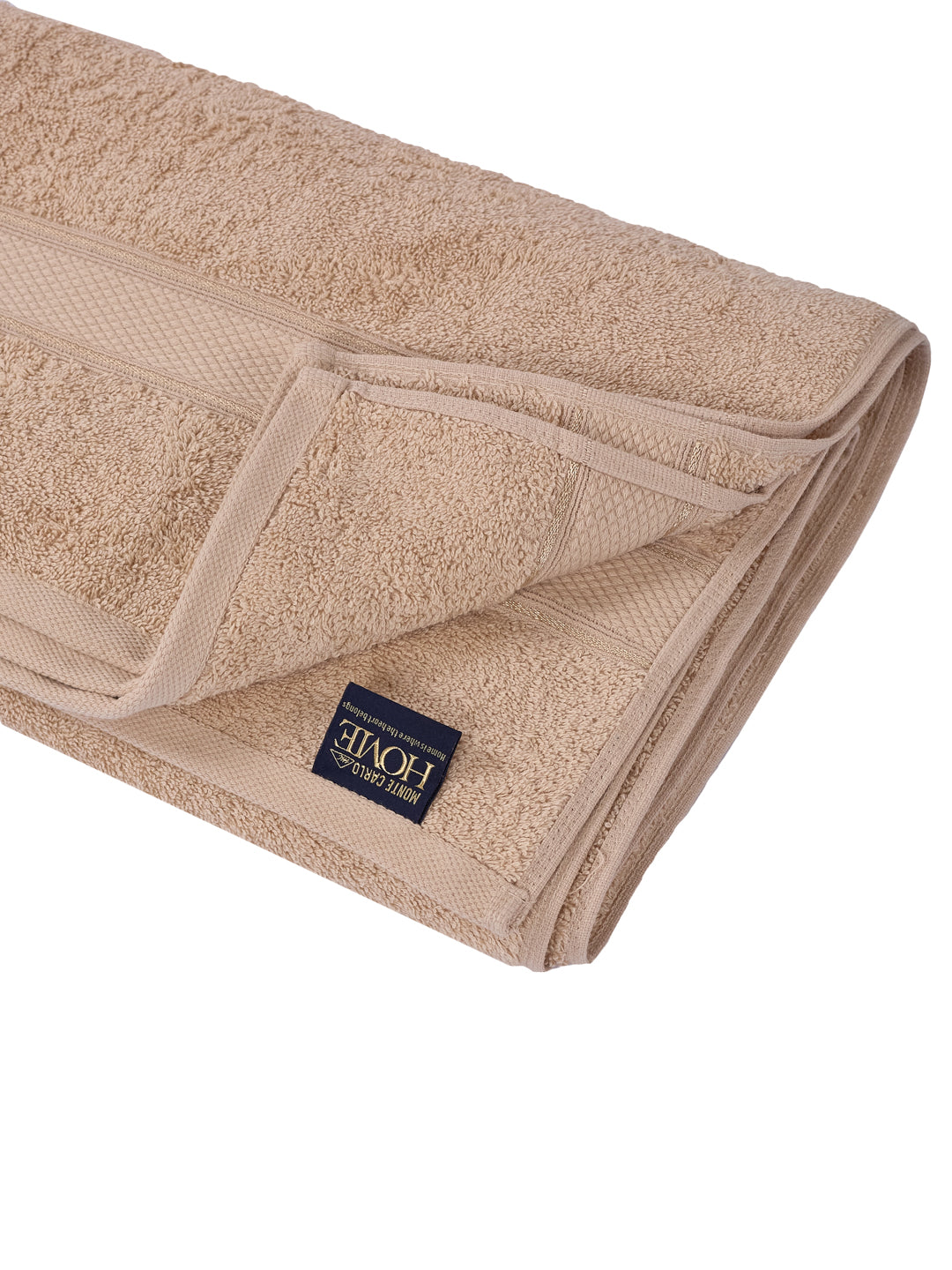 Premium Beige 100% Cotton Solid 525 GSM Bath Towel Iris 1 Pc Pvc Pack