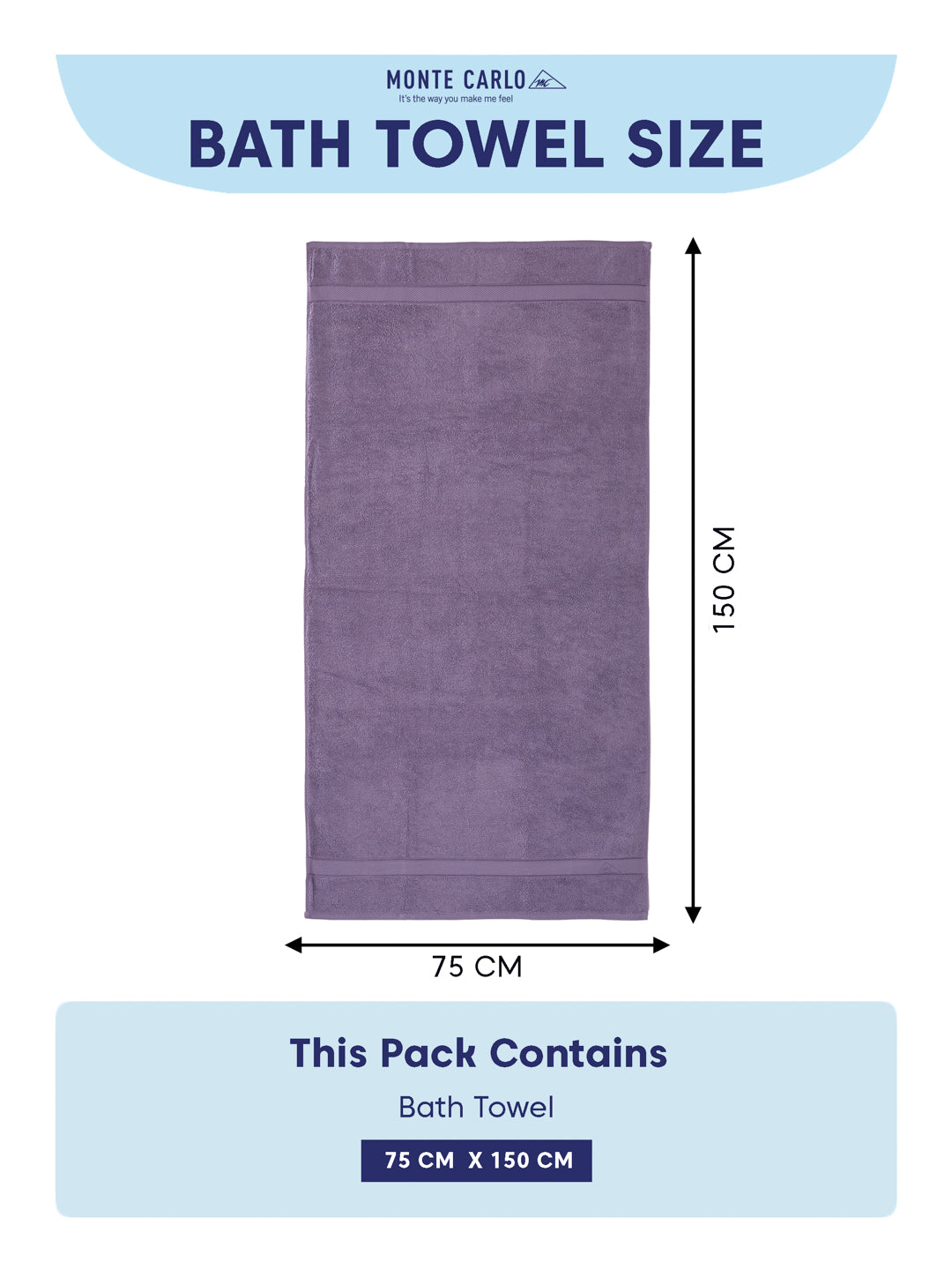 Premium Blue 100% Cotton Solid 525 GSM Bath Towel Iris 1 Pc Pvc Pack