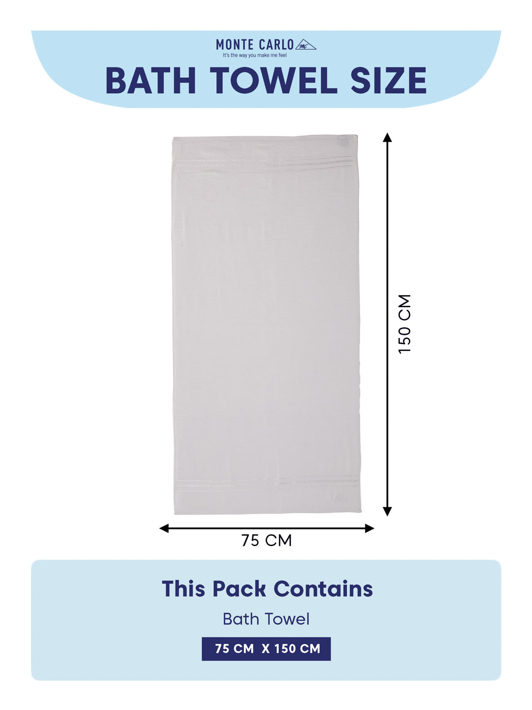 Essential White 100% Cotton Solid 400 GSM Bath Towel Jasper 1 Pc Pvc Pack