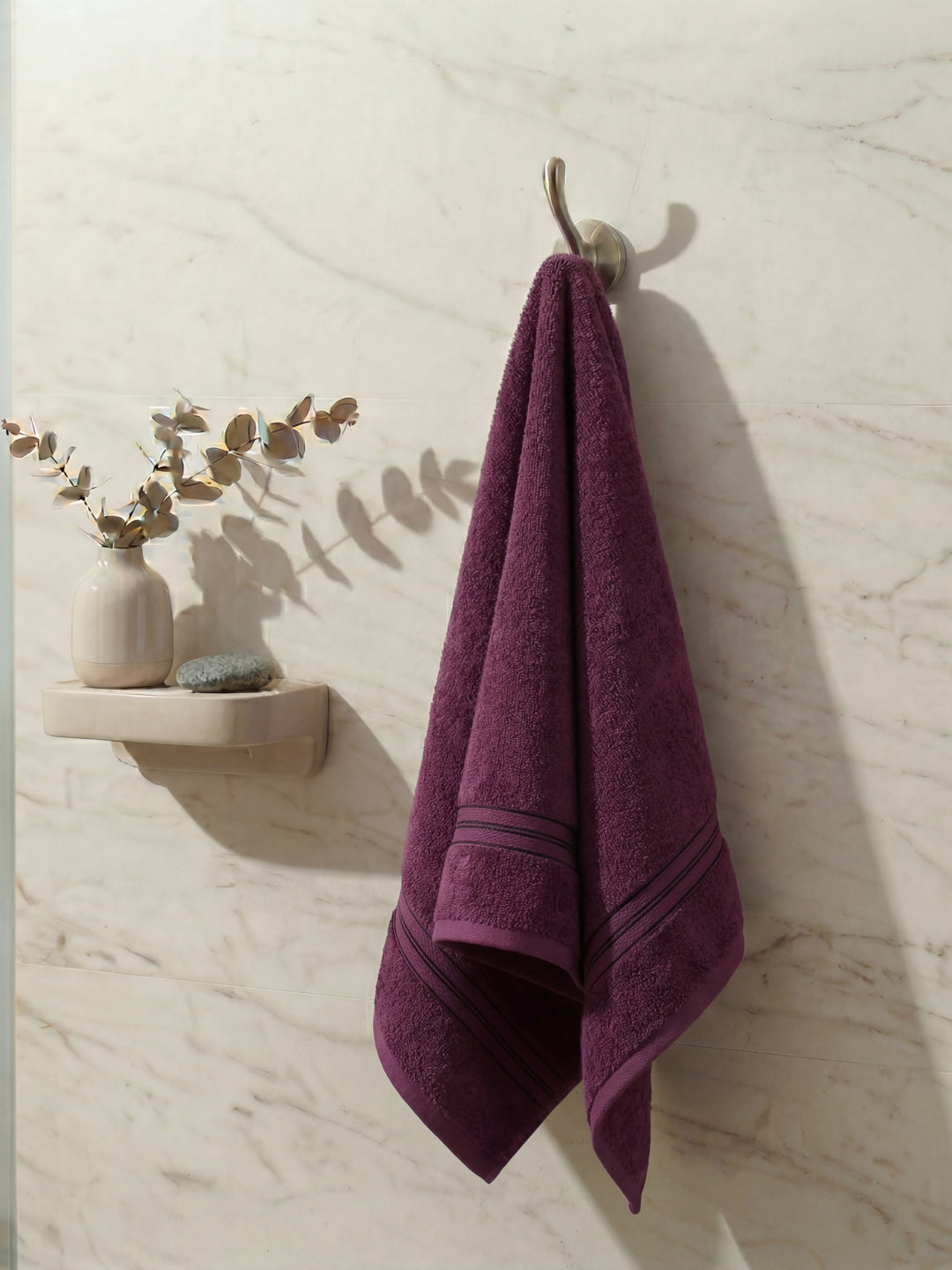 Essential Argyle Purple 100% Cotton Solid 400 GSM Bath Towel Jasper 1 Pc Pvc Pack