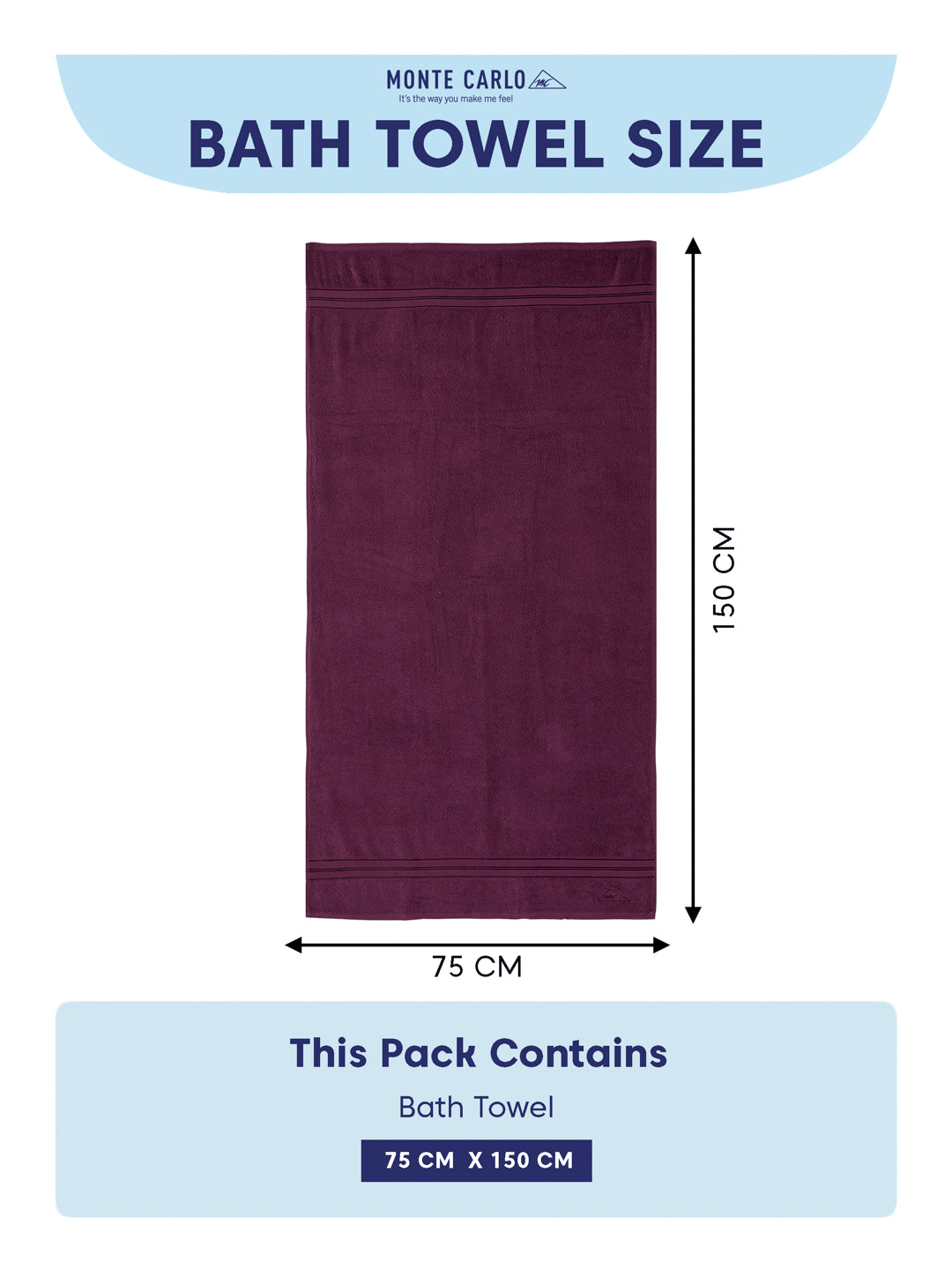 Essential Argyle Purple 100% Cotton Solid 400 GSM Bath Towel Jasper 1 Pc Pvc Pack