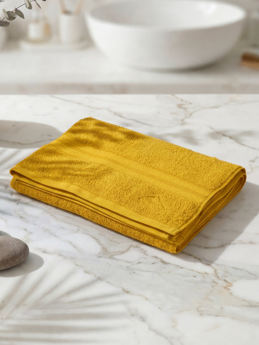 Essential Yellow 100% Cotton Solid 400 GSM Bath Towel Jasper 1 Pc Pvc Pack