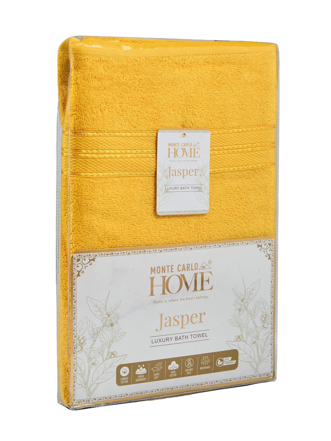 Essential Yellow 100% Cotton Solid 400 GSM Bath Towel Jasper 1 Pc Pvc Pack