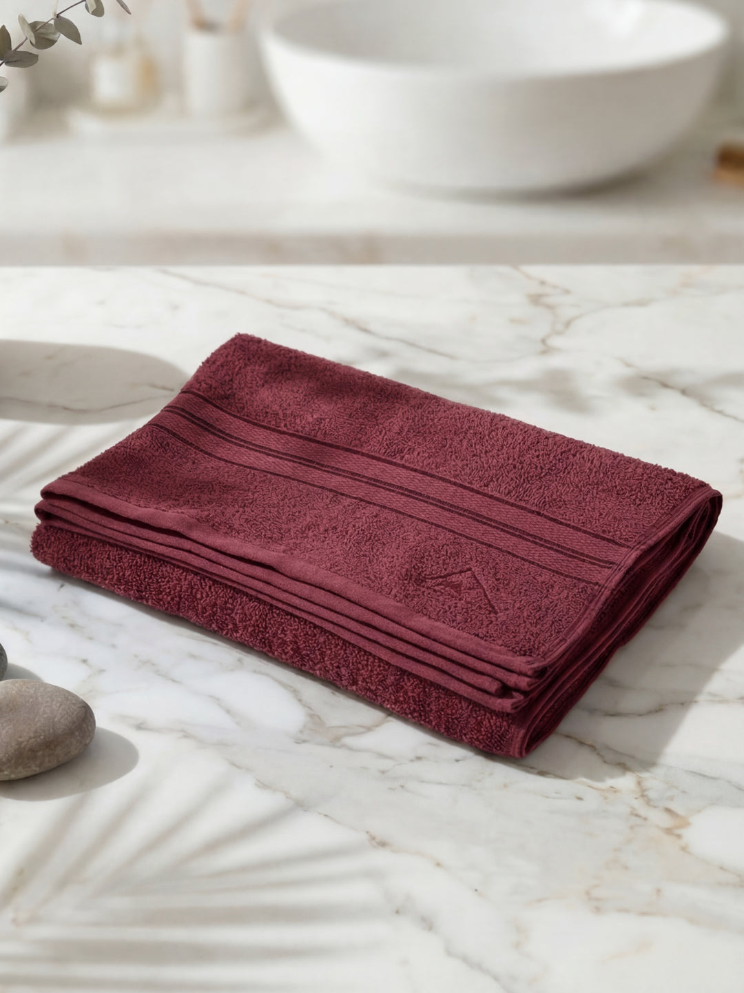 Essential Maroon 100% Cotton Solid 400 GSM Bath Towel Jasper 1 Pc Pvc Pack