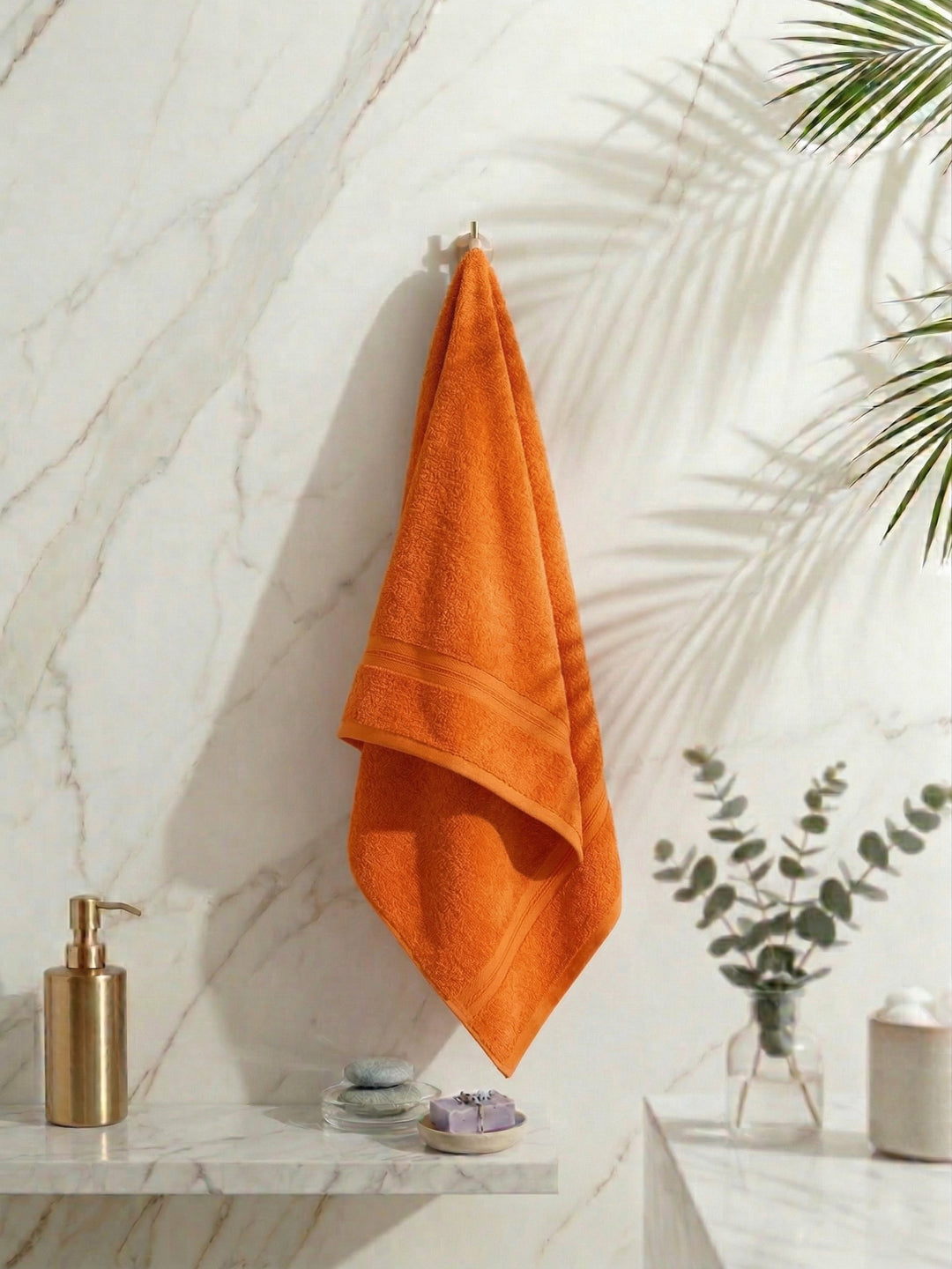 Essential Orange 100% Cotton Solid 400 GSM Bath Towel Jasper 1 Pc Pvc Pack
