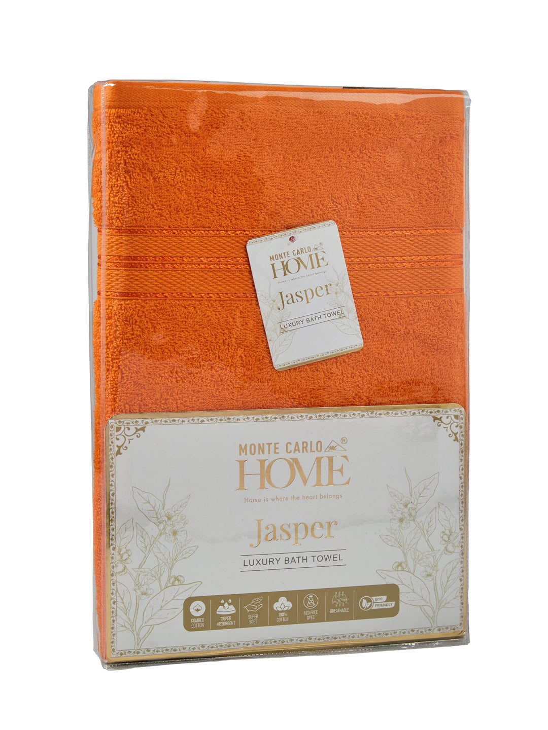 Essential Orange 100% Cotton Solid 400 GSM Bath Towel Jasper 1 Pc Pvc Pack