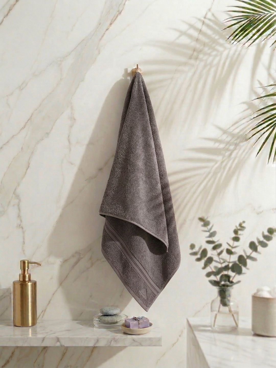 Essential Grey 100% Cotton Solid 400 GSM Bath Towel Jasper 1 Pc Pvc Pack