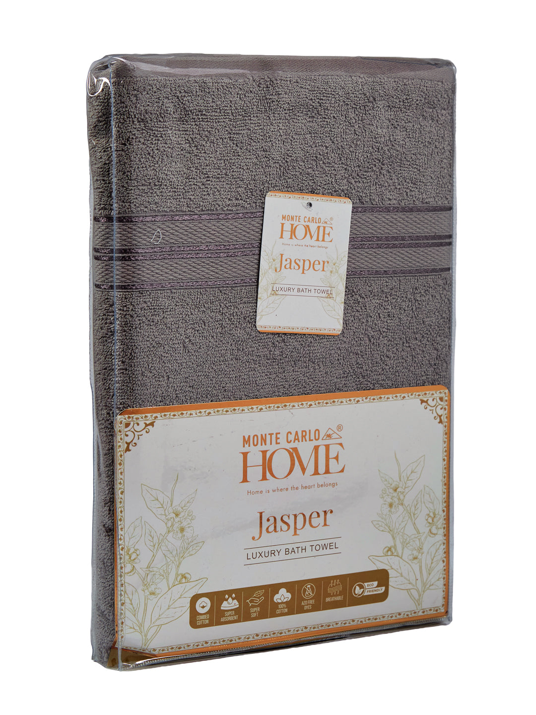 Essential Grey 100% Cotton Solid 400 GSM Bath Towel Jasper 1 Pc Pvc Pack