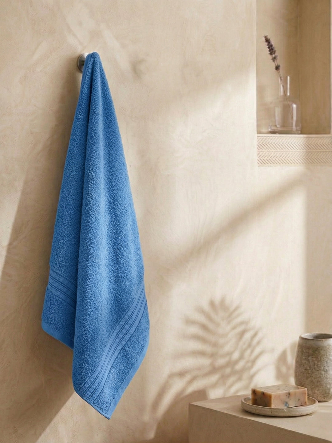 Essential Blue 100% Cotton Solid 400 GSM Bath Towel Jasper 1 Pc Pvc Pack