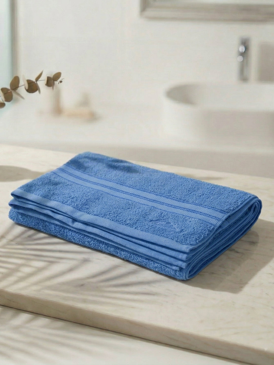 Essential Blue 100% Cotton Solid 400 GSM Bath Towel Jasper 1 Pc Pvc Pack