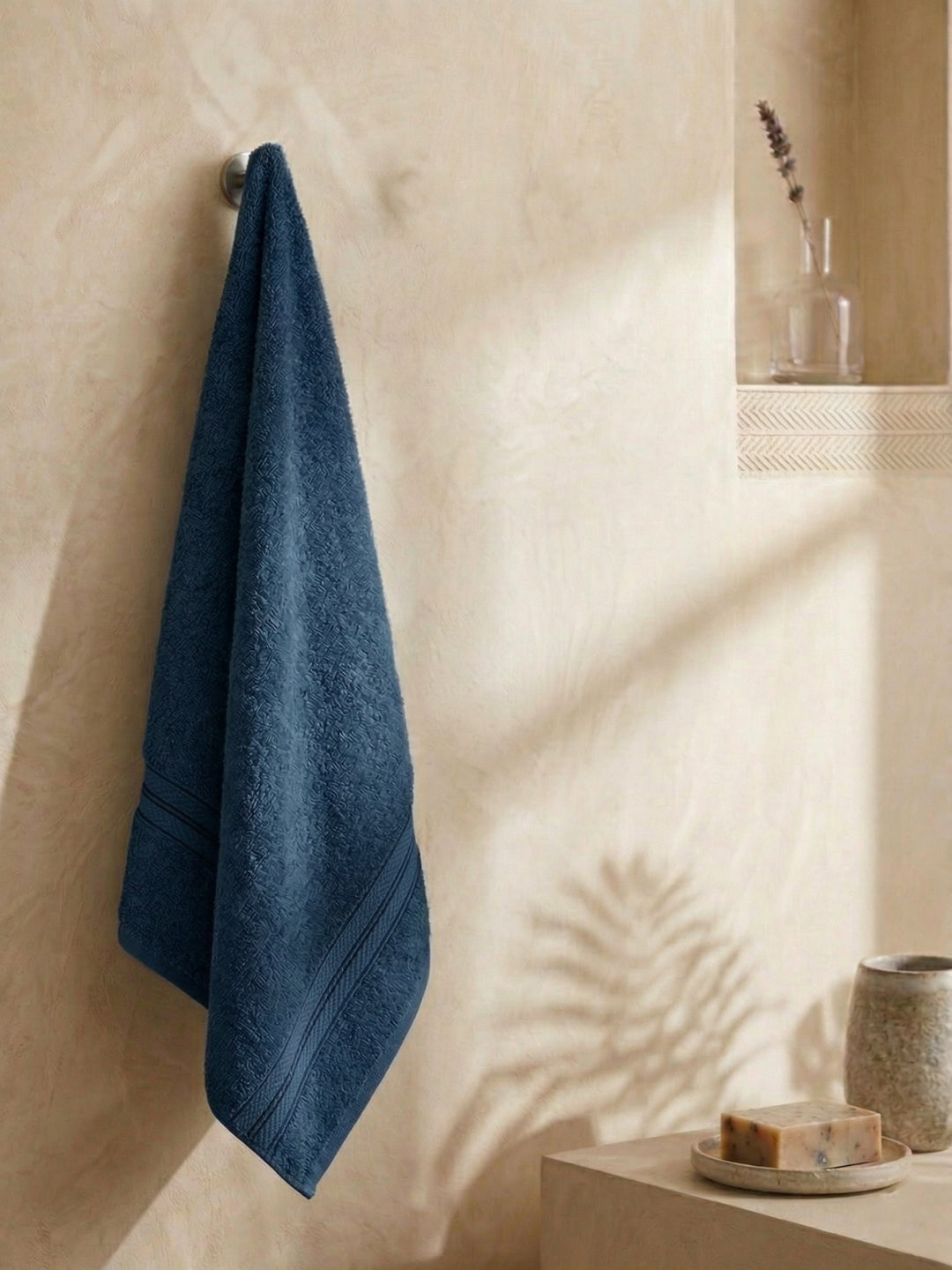 Essential Teal Blue 100% Cotton Solid 400 GSM Bath Towel Jasper 1 Pc Pvc Pack