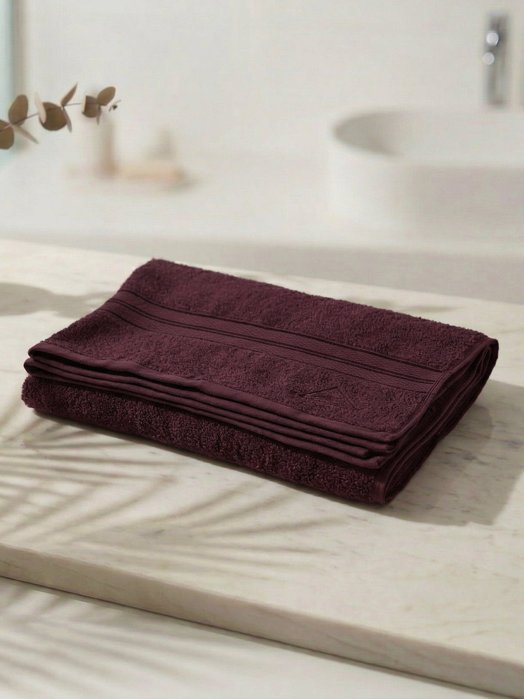 Essential Maroon 100% Cotton Solid 400 GSM Bath Towel Jasper 1 Pc Pvc Pack