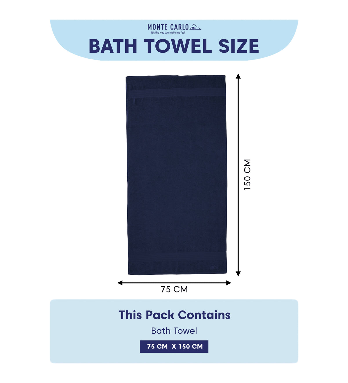 Insignia Blue Pure Cotton Solid 380 GSM Bath Towel 1 Piece (Jazz Collection)